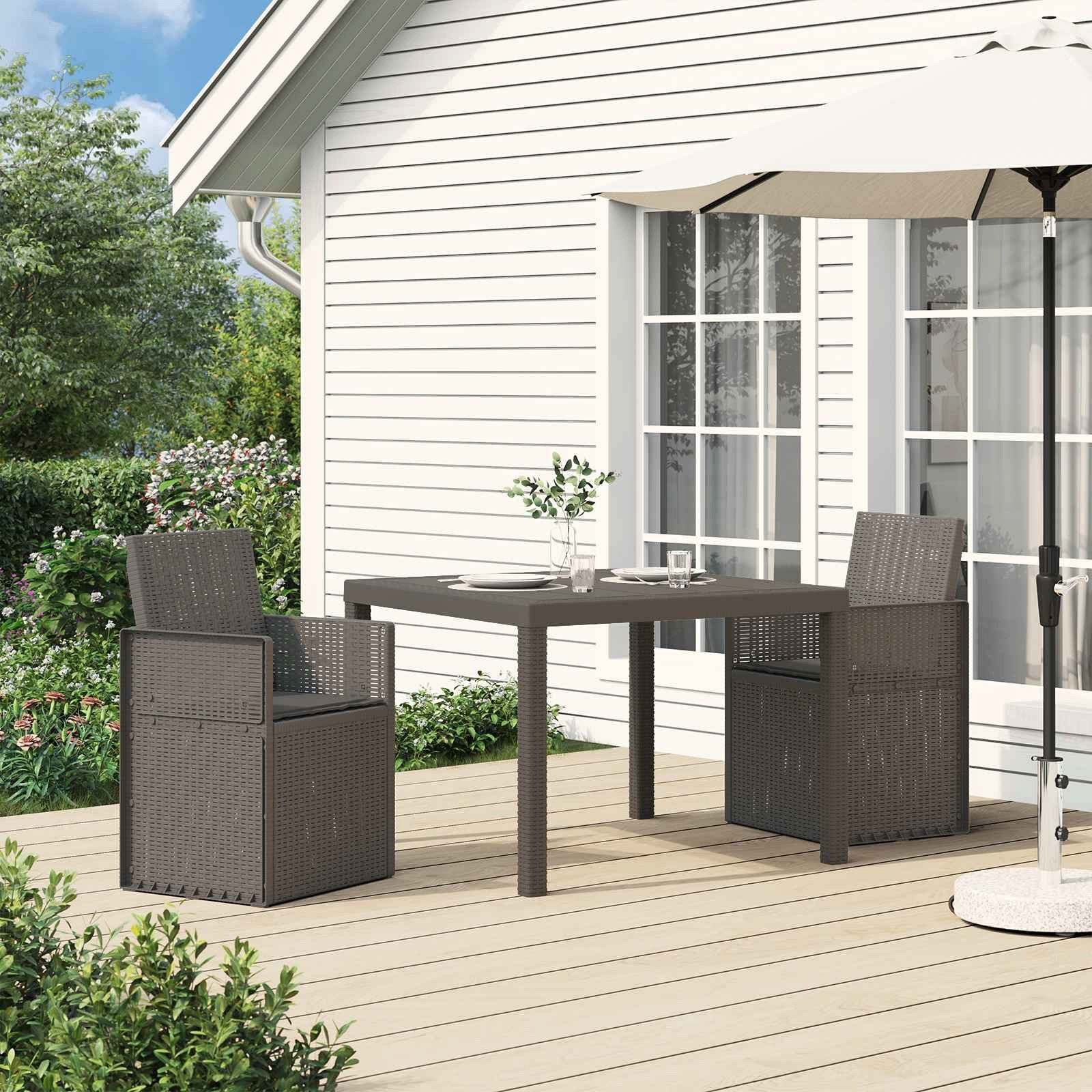 vidaXL Gartenstuhl Garten Esszimmerstühle 2 pcs Hellgrau und Anthrazit PP (2 St)