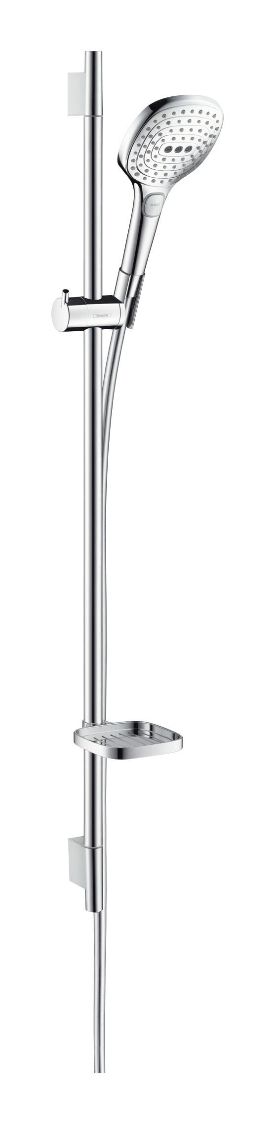 hansgrohe Stangenbrause-Set Raindance Select E 120, Höhe 100.8 cm, 3 Strahlart(en), Brauseset 3jet mit Brausestange 900 mm und Seifenschale - Chrom