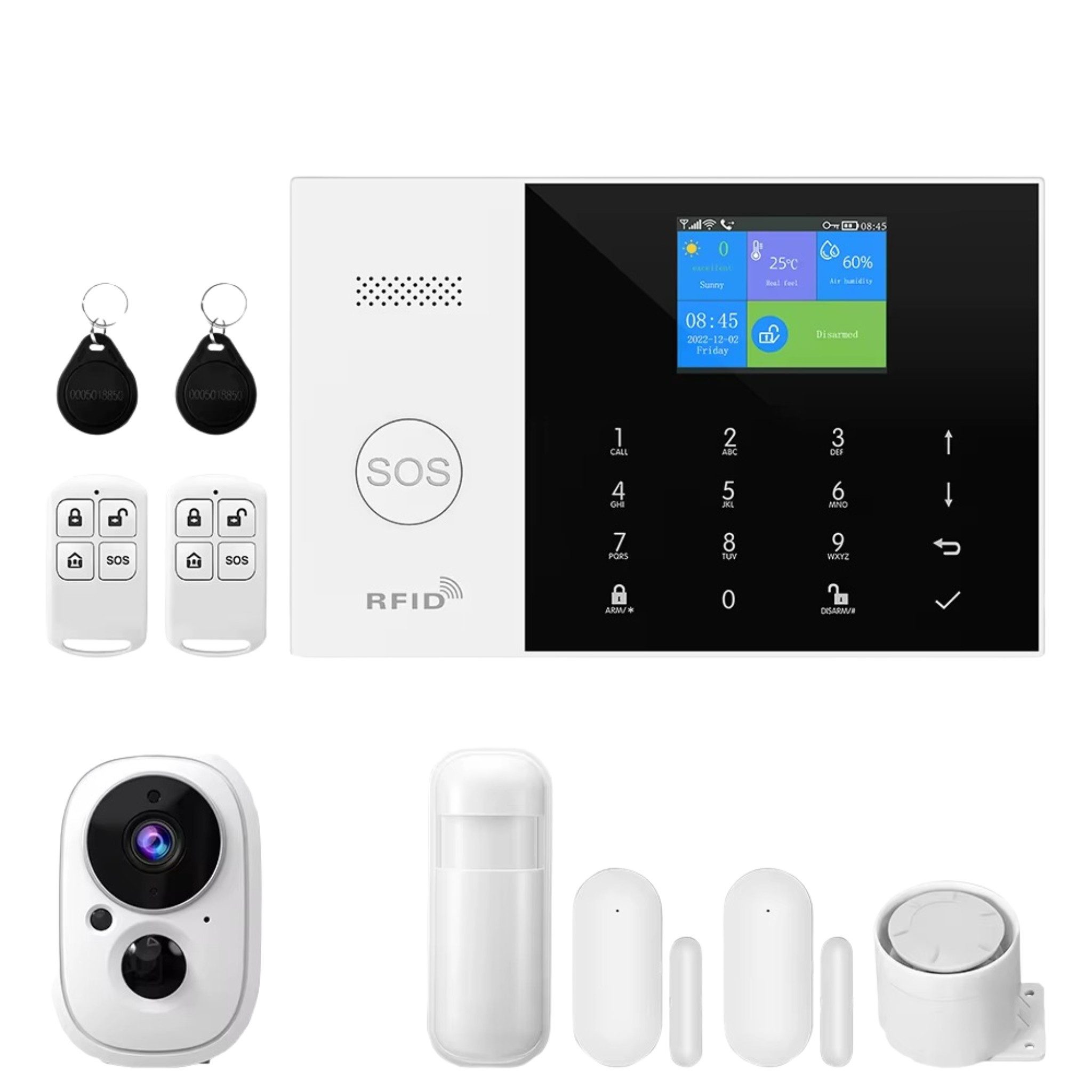 HS.SUPPLY WLAN Alarmanlage Set mit App, Bewegungsmelder & Türsensor Alarmanlage (Smart Alarmanlage mit App, 100 dB Sirene und 24h Akku-Backup)
