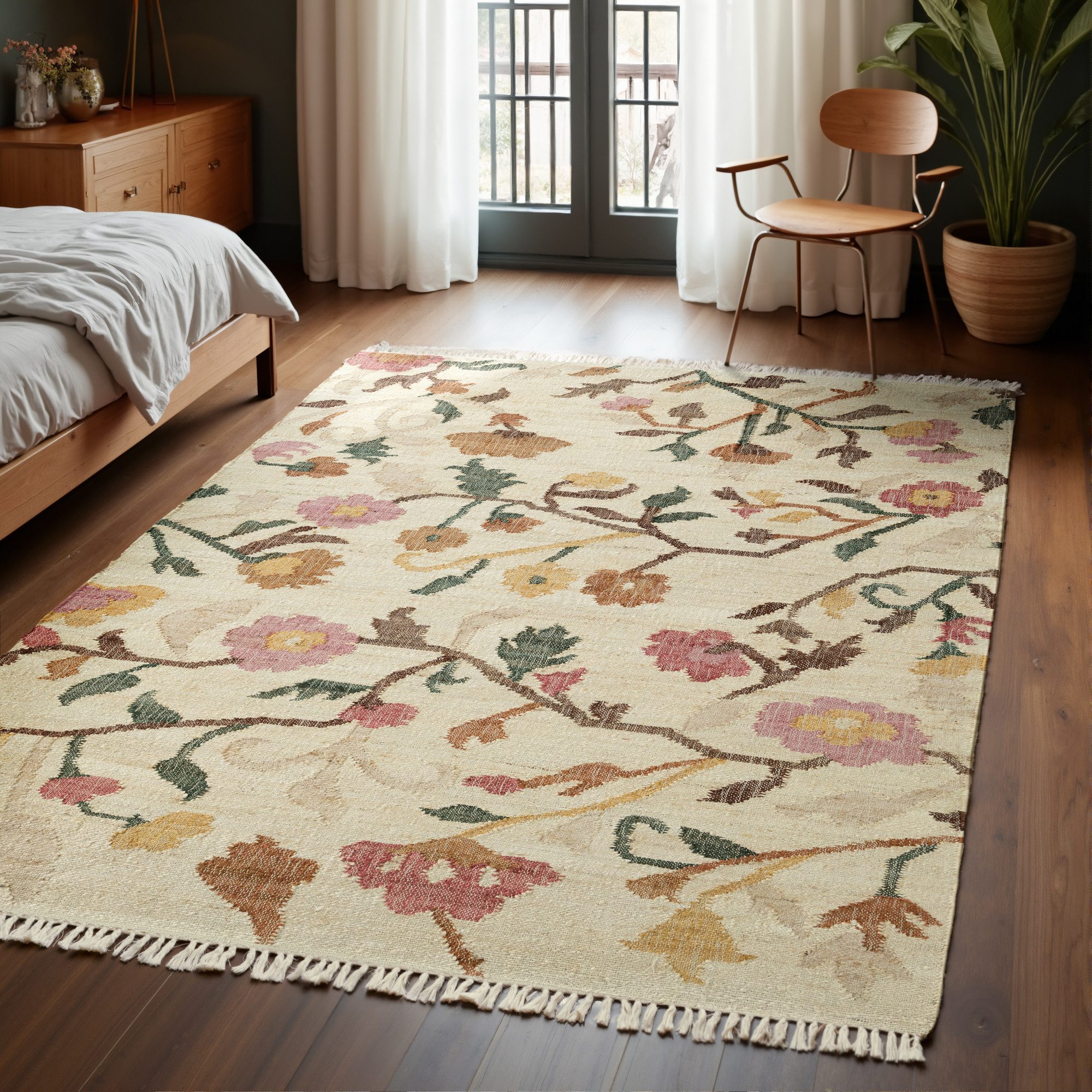 ELLE DECORATION Teppich Kelim Violette, rechteckig, Höhe: 3 mm, Jute, Baumwolle, Natur, Handgewebt, Kelim, orientalisch, Boho