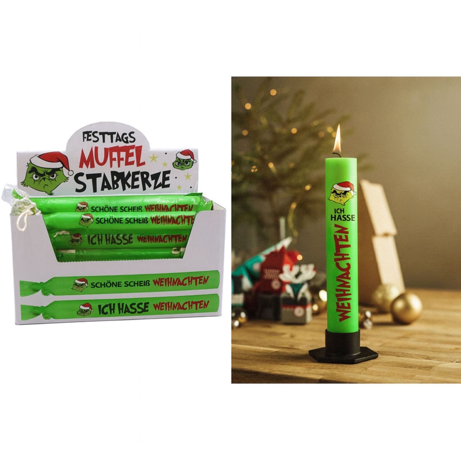 BURI Adventskerze 4er Set Weihnachts Kerzen lustige Weihnachtsdeko Wichtel