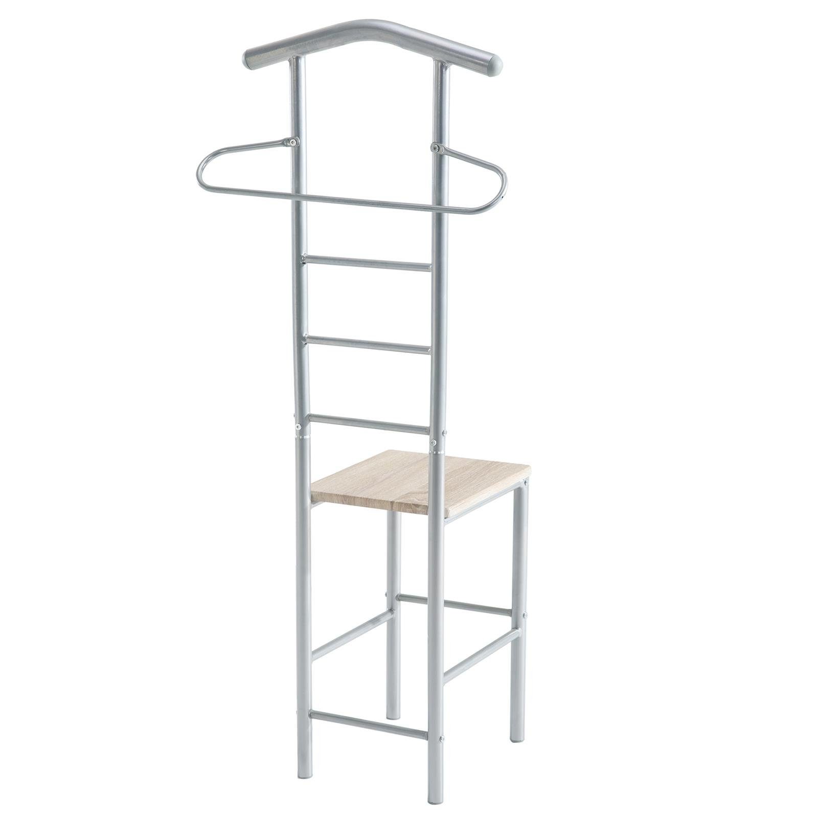 CARO-Möbel Herrendiener JIVO, Stummer Diener mit Hosenbügel Kleiderablage aus Metall sonoma eiche