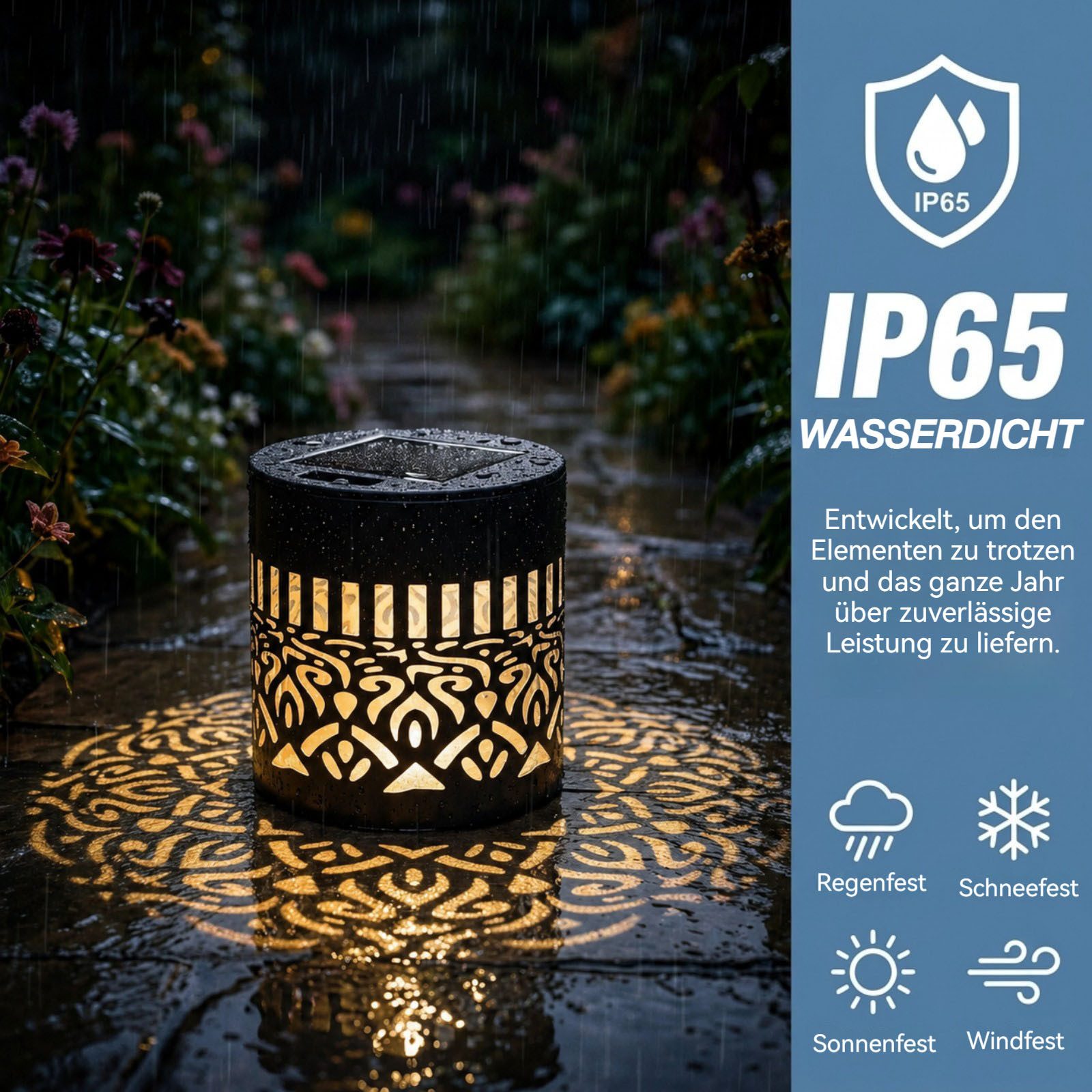 VIVIHEYDAY LED Außen-Wandleuchte Decorative Solar Mandala Lights,Solar Wandleuchte,Solarlampen, für Außen,Mandala Solar Lantern,LED Gartenleuchte, Wasserdichte  – Bild 3 von 5