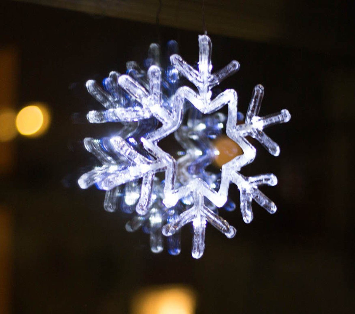 135cm Weihnachten Fenster Wand Deko Batterie LED Schnee Flocke Lichterkette 