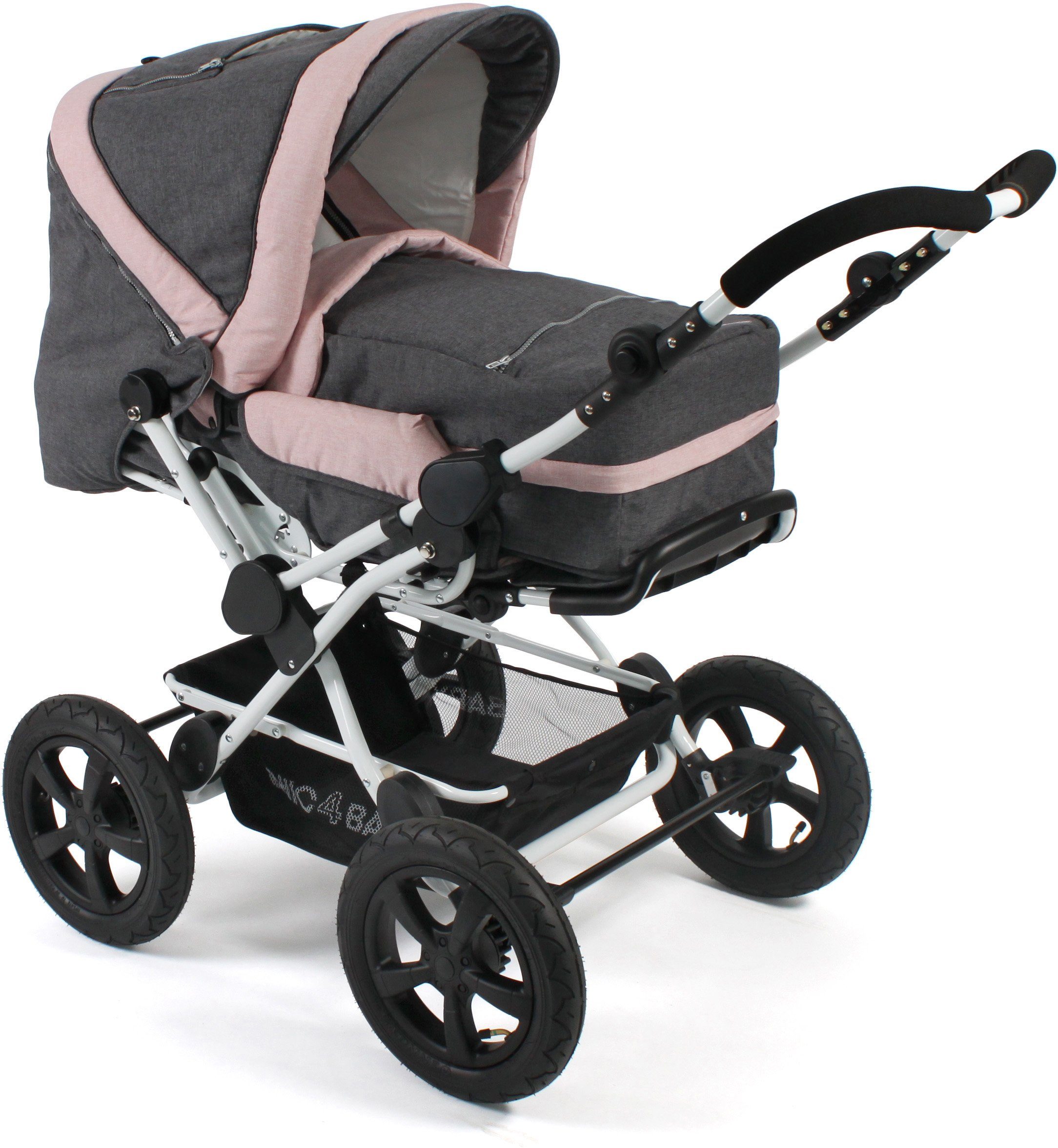 CHIC4BABY Kombi-Kinderwagen Viva, Melange Rosa, ; Kinderwagen