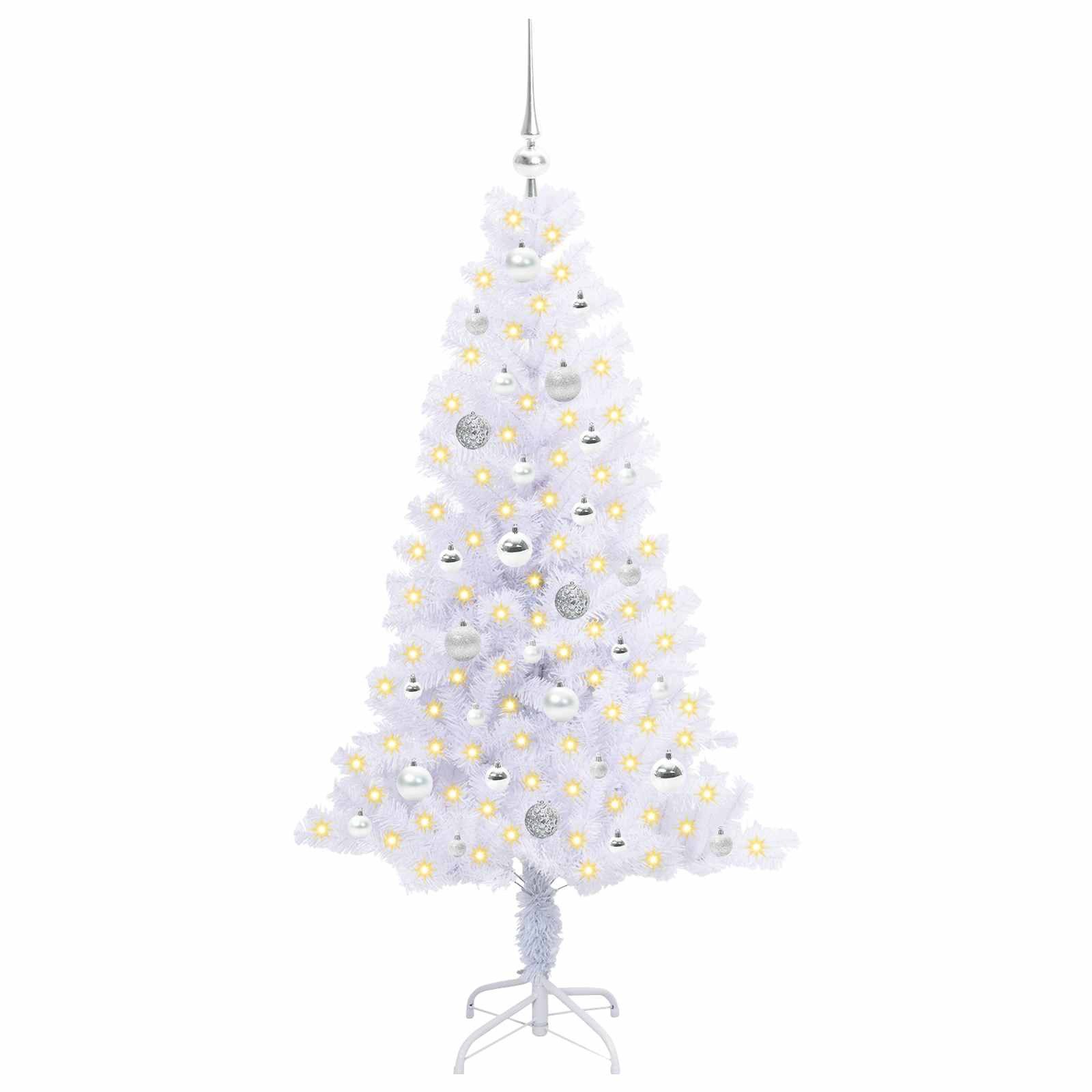 vidaXL Künstlicher Weihnachtsbaum Künstlicher Weihnachtsbaum Weiß 150 cm PVC und Stahl
