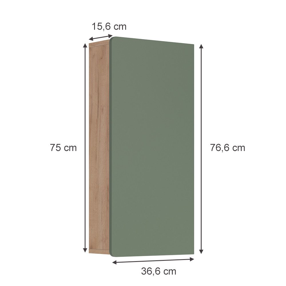 Vicco Hängeschrank Izan, Goldkraft Eiche/Grün günstig online kaufen
