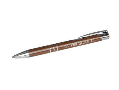 Livepac Office Kugelschreiber Kugelschreiber mit Gravur "Viel Glück" / aus Metall / Farbe: braun