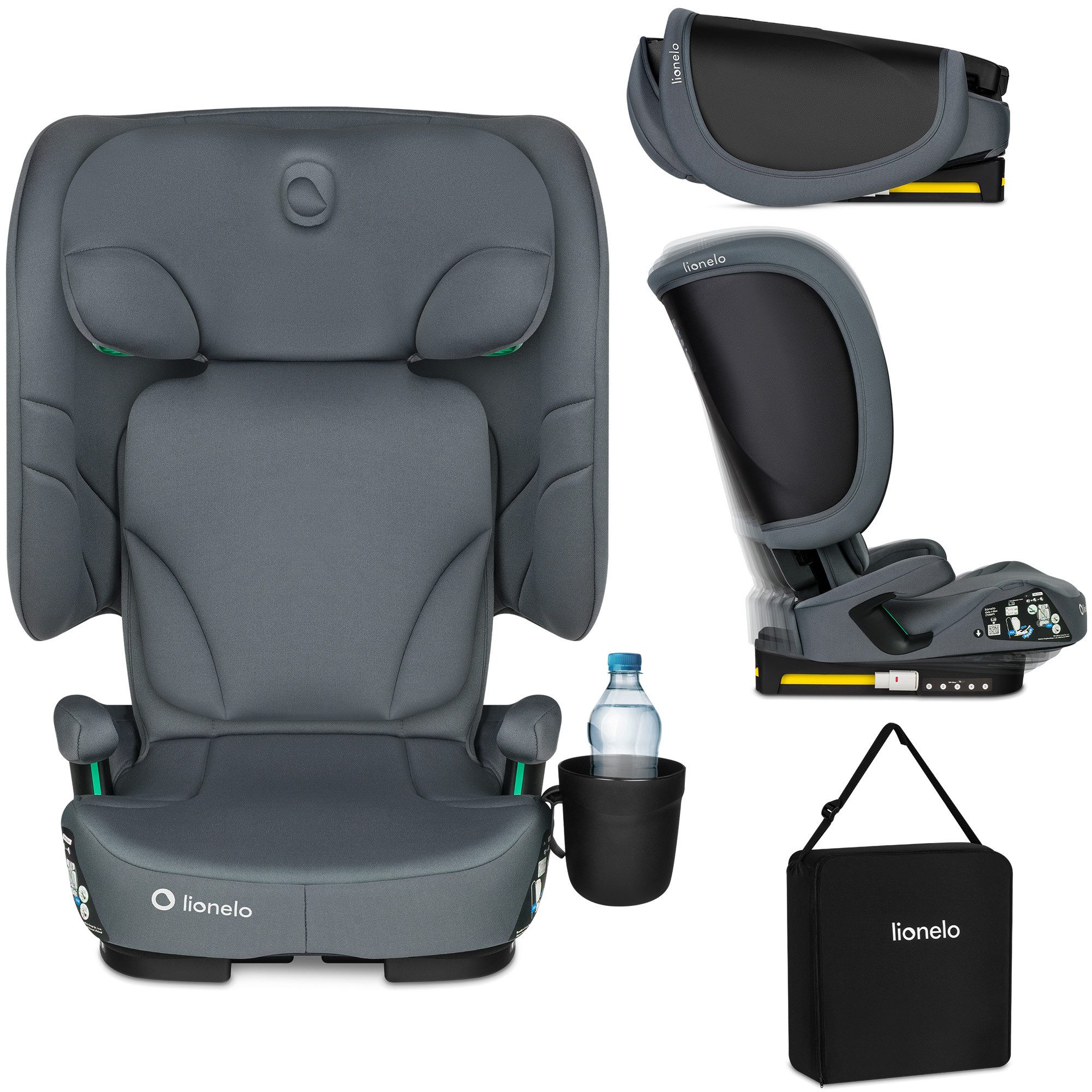 lionelo Autokindersitz ORIN I-SIZE, ab: ab 3,5-4 Jahre, bis: 12 Jahre, ab: 100 cm, bis: 150 cm, (4-teiliges Set), Klappbar/i-Size/14-fach verstellbare Kopfstütze