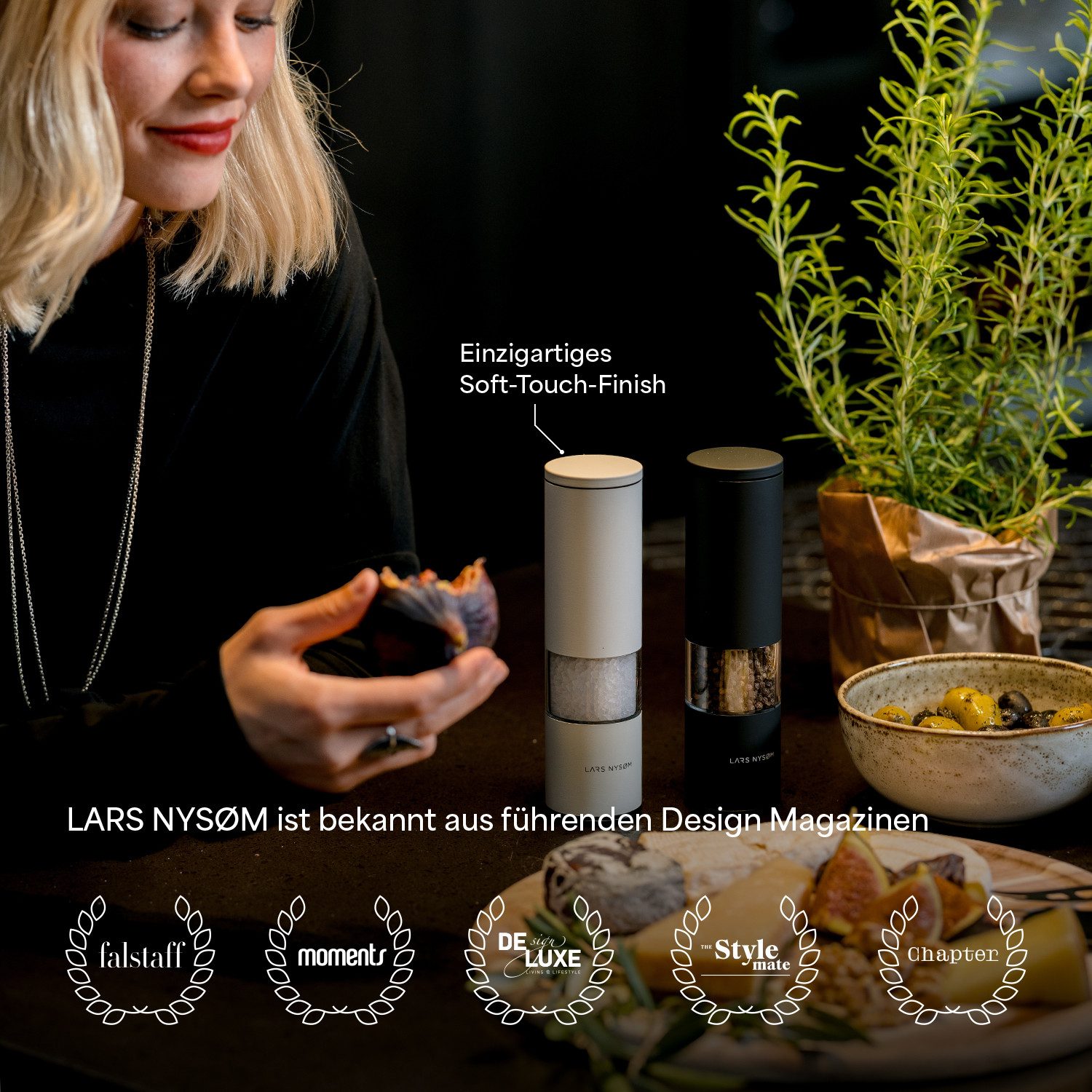 LARS NYSØM Gewürzmühle Lagom manuelle Bedienung, (2 Stück), Edelstahl Gewürzmühlenset mit Keramikmahlwerk (Stufenlos) – Bild 5 von 5