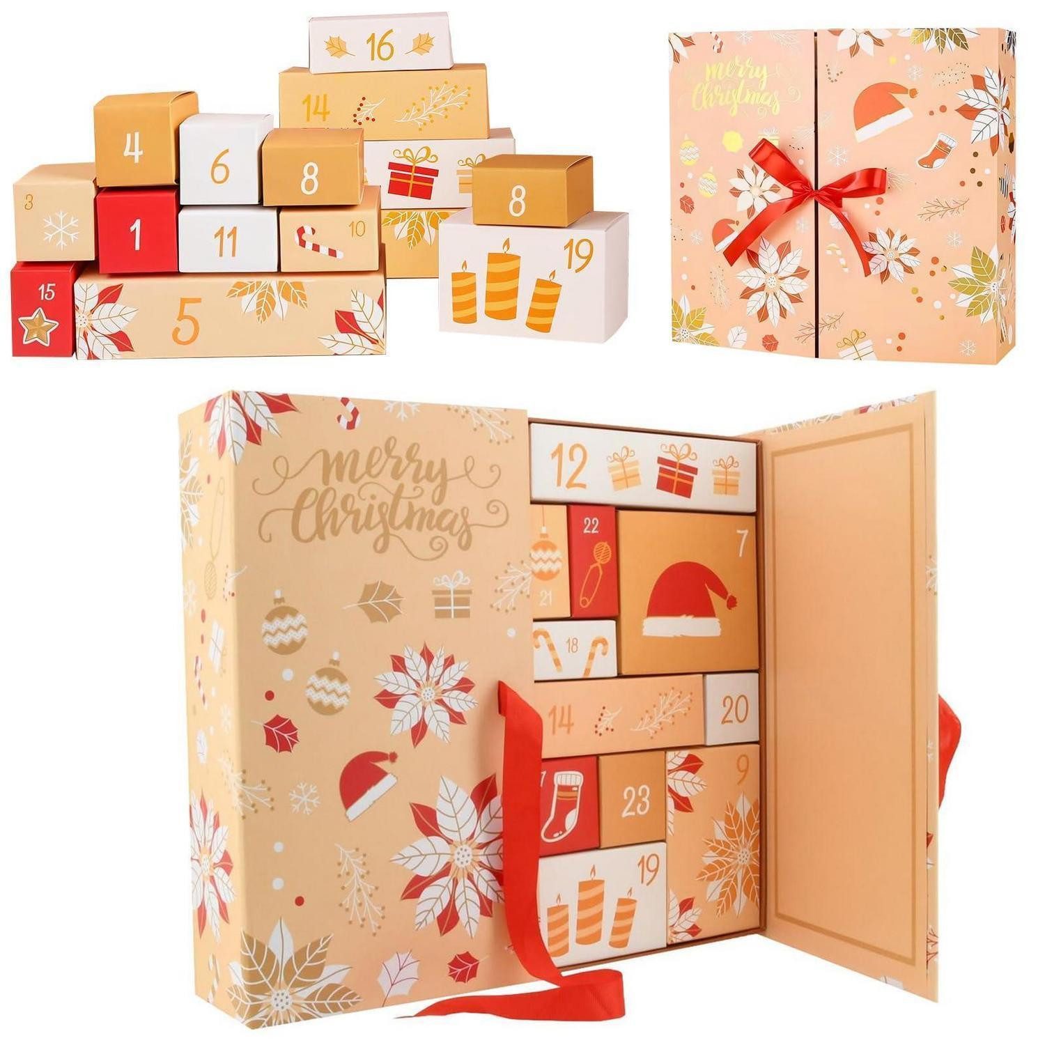 LuxusKollektion befüllbarer Adventskalender Adventskalender zum Befüllen 24 Boxen Gelb