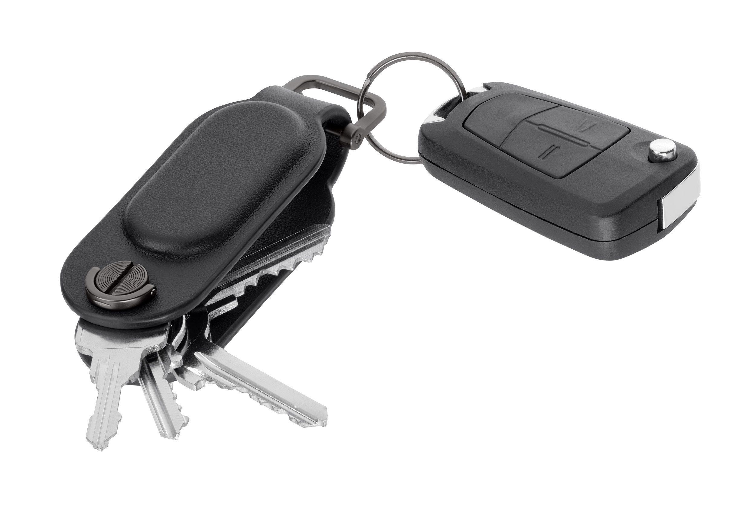 TROIKA Schlüsselanhänger TRACK & FIND, mit GPS Tracker Apple® Find My, Schlüssel Organizer, Key Organizer für 4 Schlüssel, Ortung per App, Metallöse & Kunstlede – Bild 2 von 5
