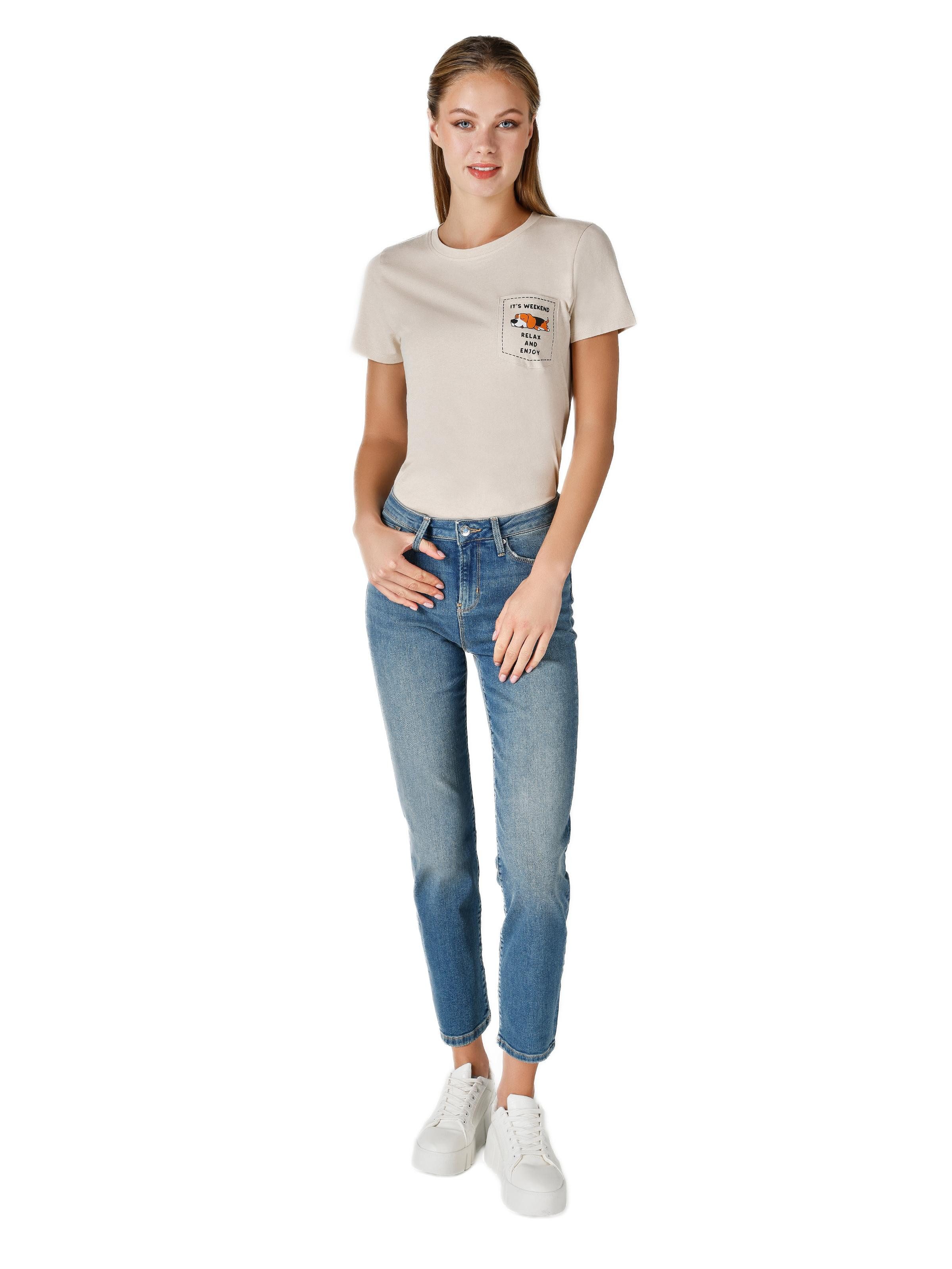 Colins Girlfriend-Jeans Damen Slim Fit Джинсыhose in Blau mit normaler Taille und geradem Bein