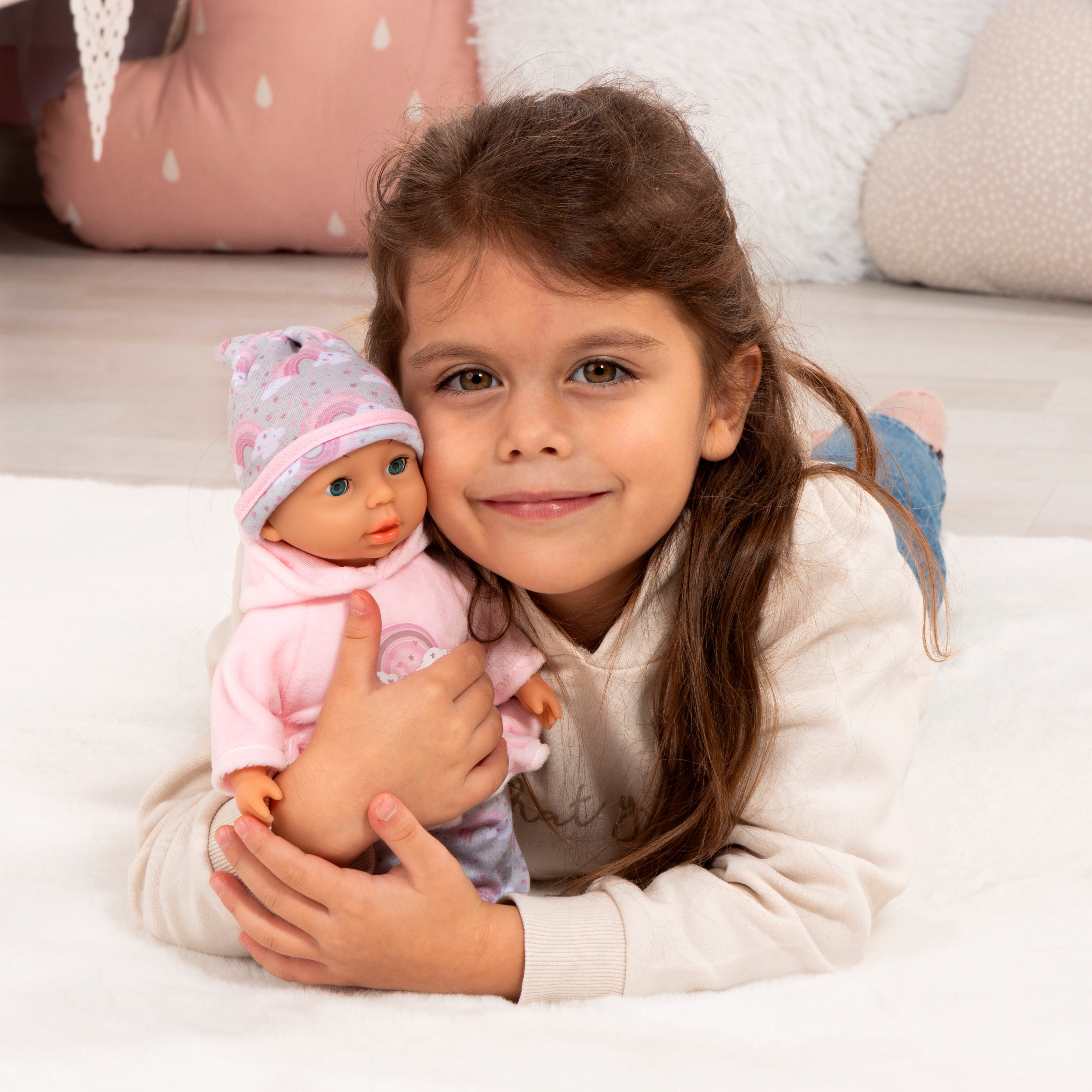 Bayer Babypuppe My First Baby, Regenbogen-Outfit, mit Schlafaugen – Bild 4 von 5