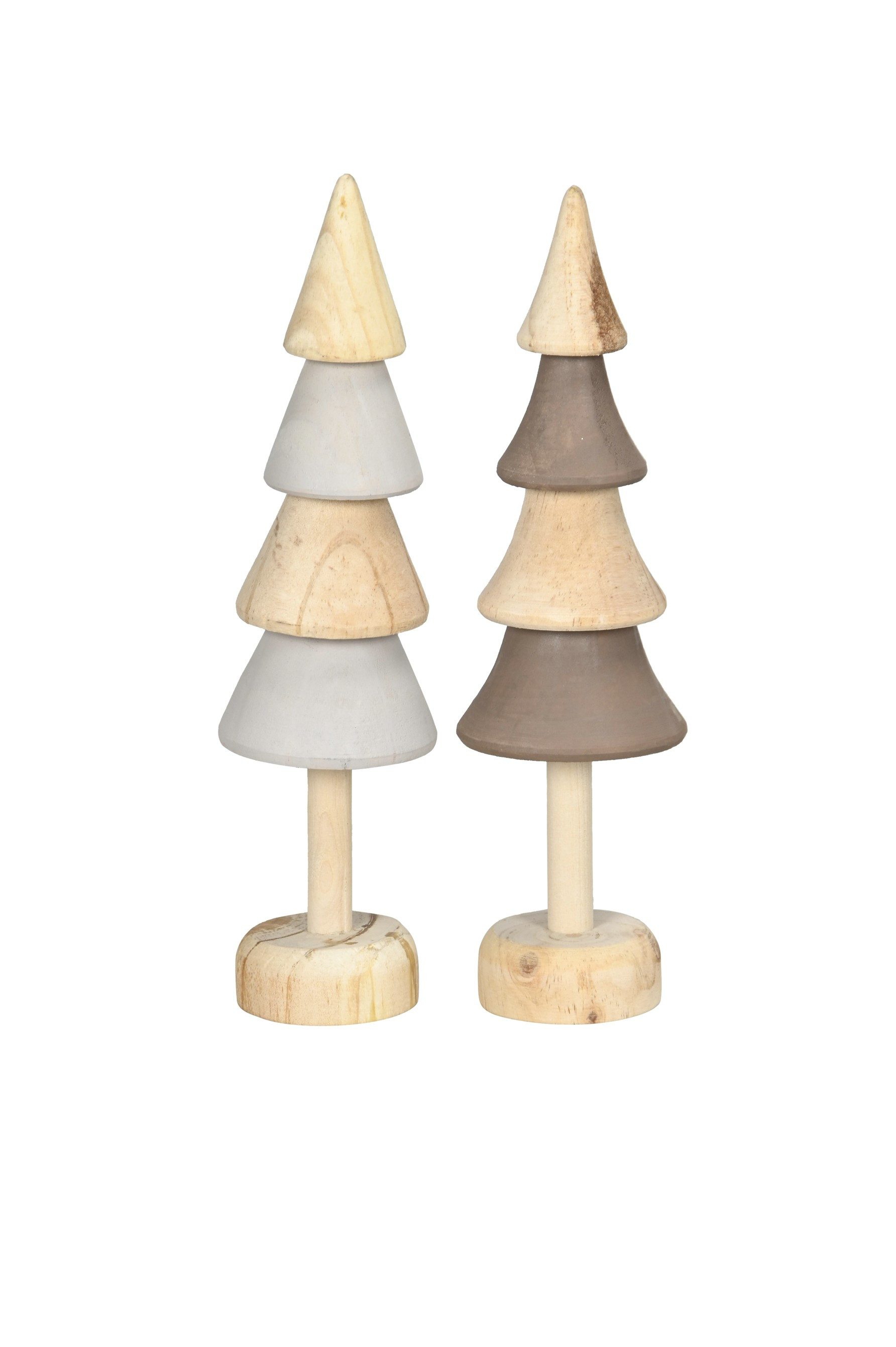 finehomegarden Dekofigur Tanne Baum Dekotanne zum Stellen H24cm+31,5cm Advent natur/braun/grau (Set, 2 St., 2er Set), Holz Winter Weihnachten Tisch Fenster Dekoration 2Größen wählbar