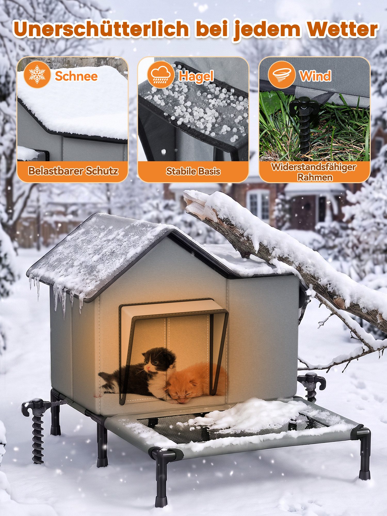 Rywell Tierbett Tierbetten & Katzen Bettchen Weiche für Katzen und kleine Hunde, Material Außen: 900D Oxford-Gewebe mit PVC-Beschichtung – wasserdicht, reißfest – Bild 4 von 5