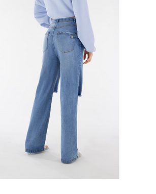 Freddy 5-Pocket-Jeans Freddy Damen Fit Jeans - High Waist Wide Leg - Distressed - Blau 5-Pocket-Style