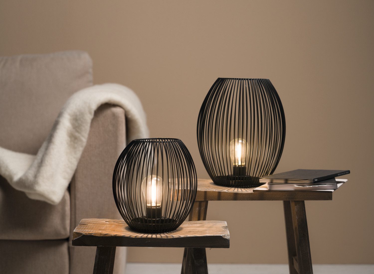 LEONARDO LED Tischleuchte Laterne CASOLARE, Neutralweiß, aus Metall, oval