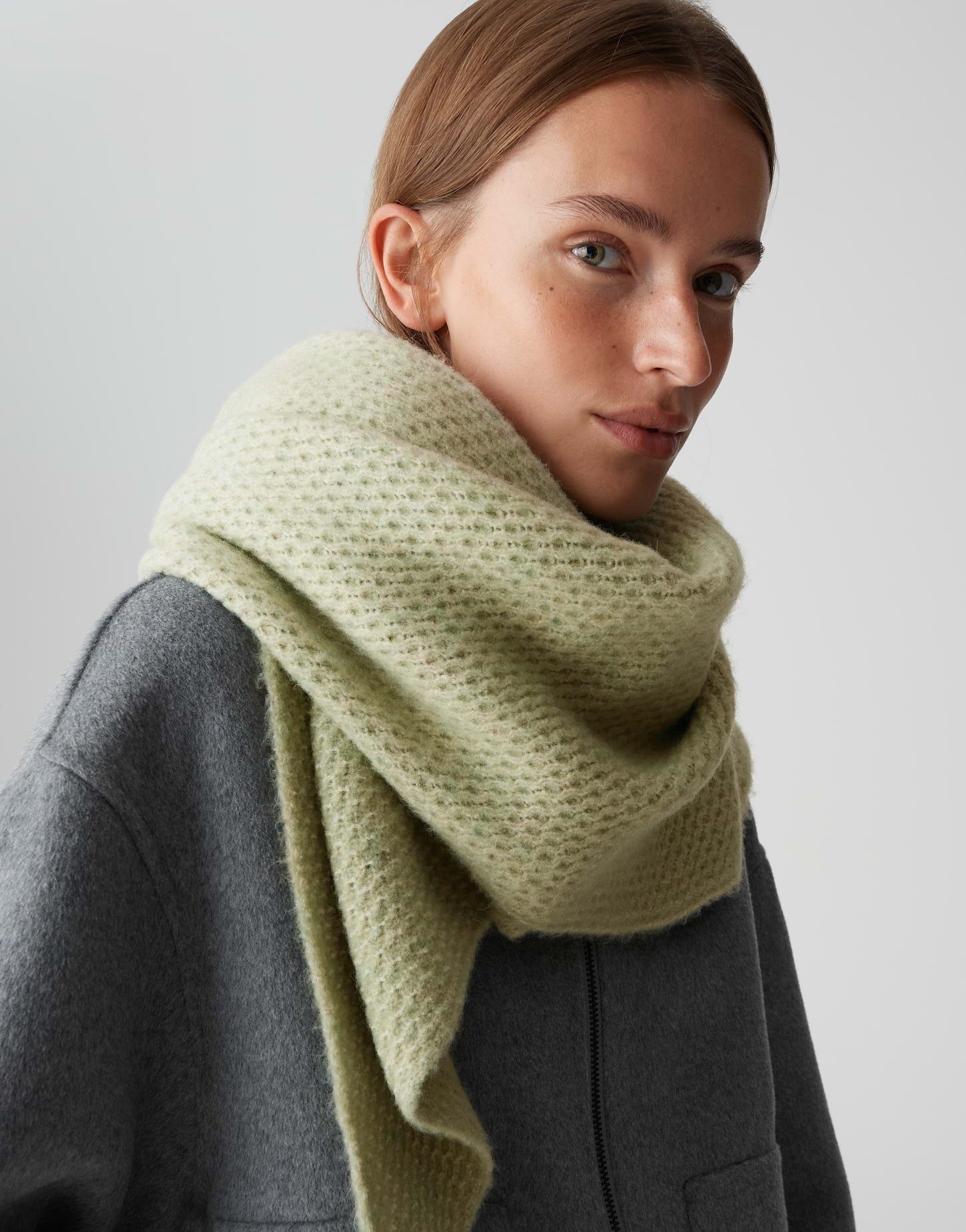 OPUS Dreieckstuch AFRAASI mit Wolle, one size, Mélange-Effekt, Waffelstrukt günstig online kaufen