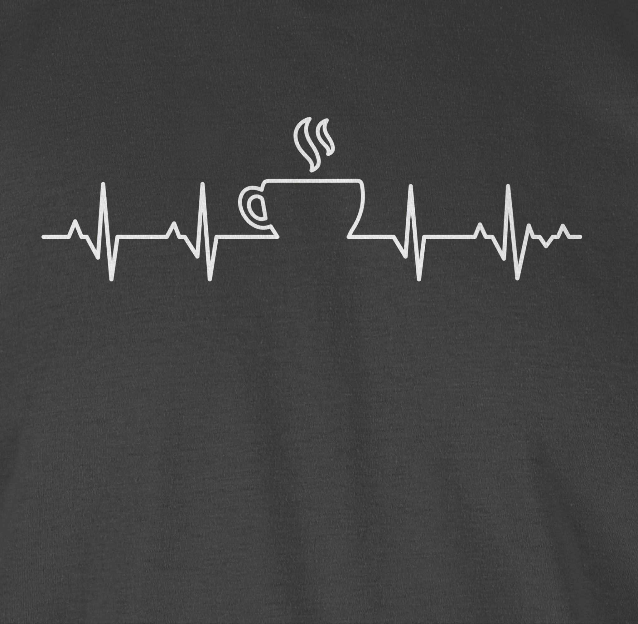 Shirtracer T-Shirt Herzschlag 3 Dunkelgrau Kaffee Küche
