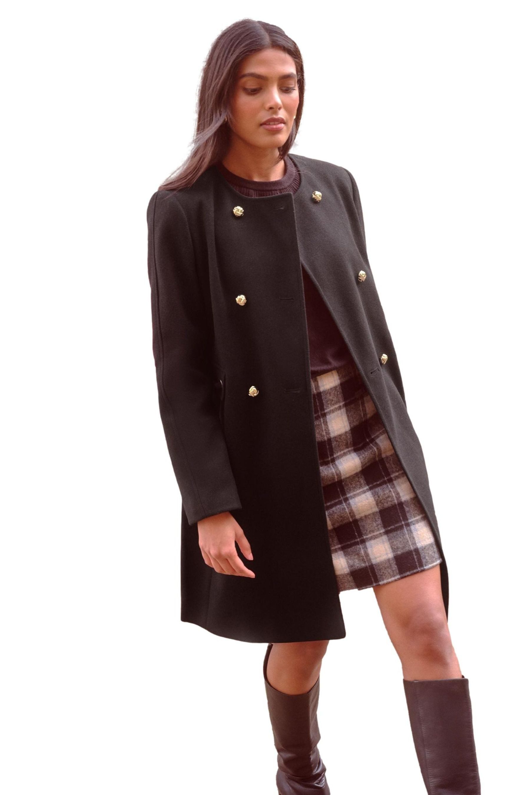 Love & Roses Kurzmantel Love & Roses kragenlose, zweireihige Jacke Regular (1-tlg)