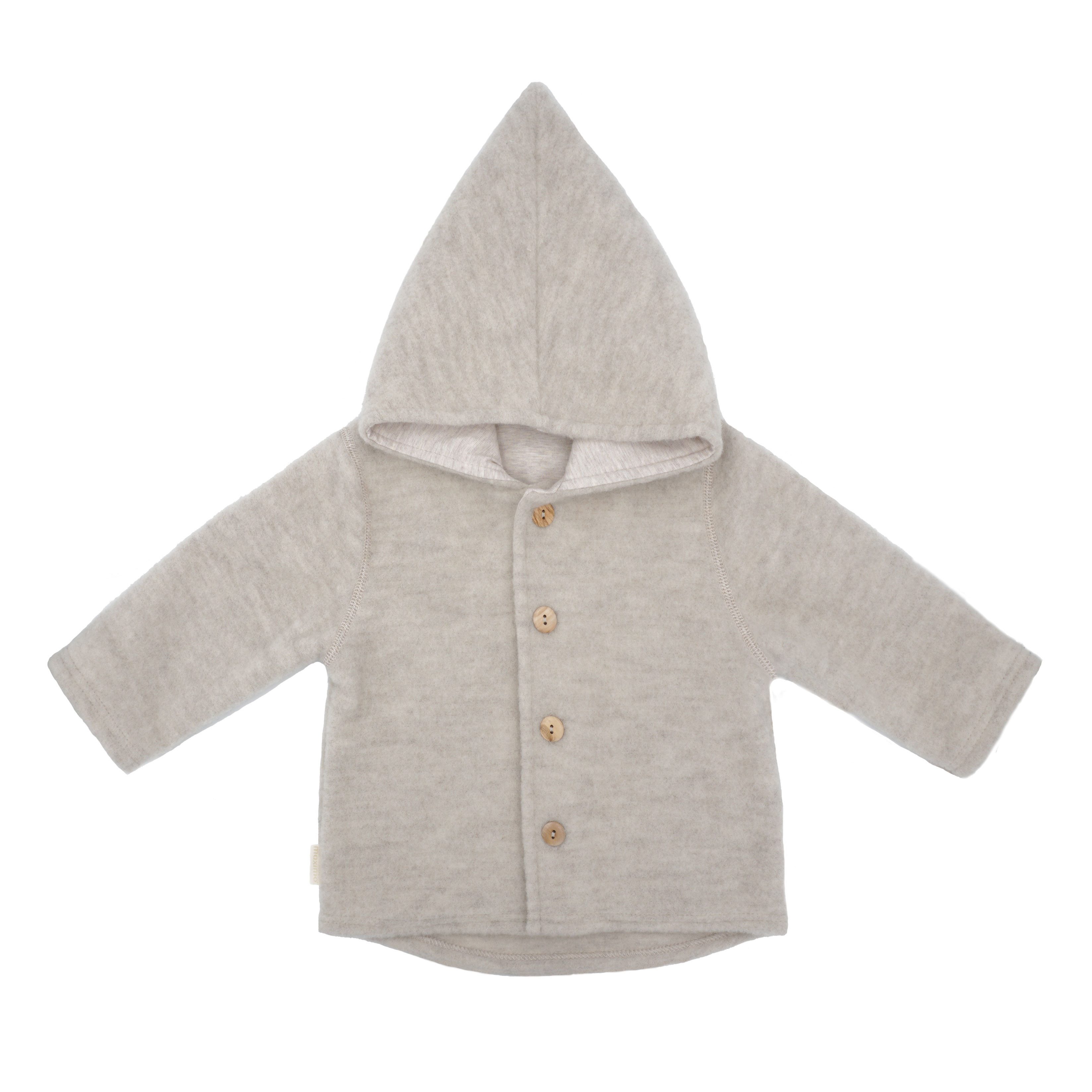 MAXIMO Fleecejacke aus Wolle, wärmend, atmungsaktiv, zum knöpfen, gefüttert, mit Kapuze