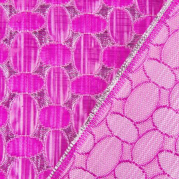 SCHÖNER LEBEN. Stoff Faschingsstoff Jacquard Lurex Glitzer Ovale pink silber 1,40m Breite, mit Metallic-Effekt