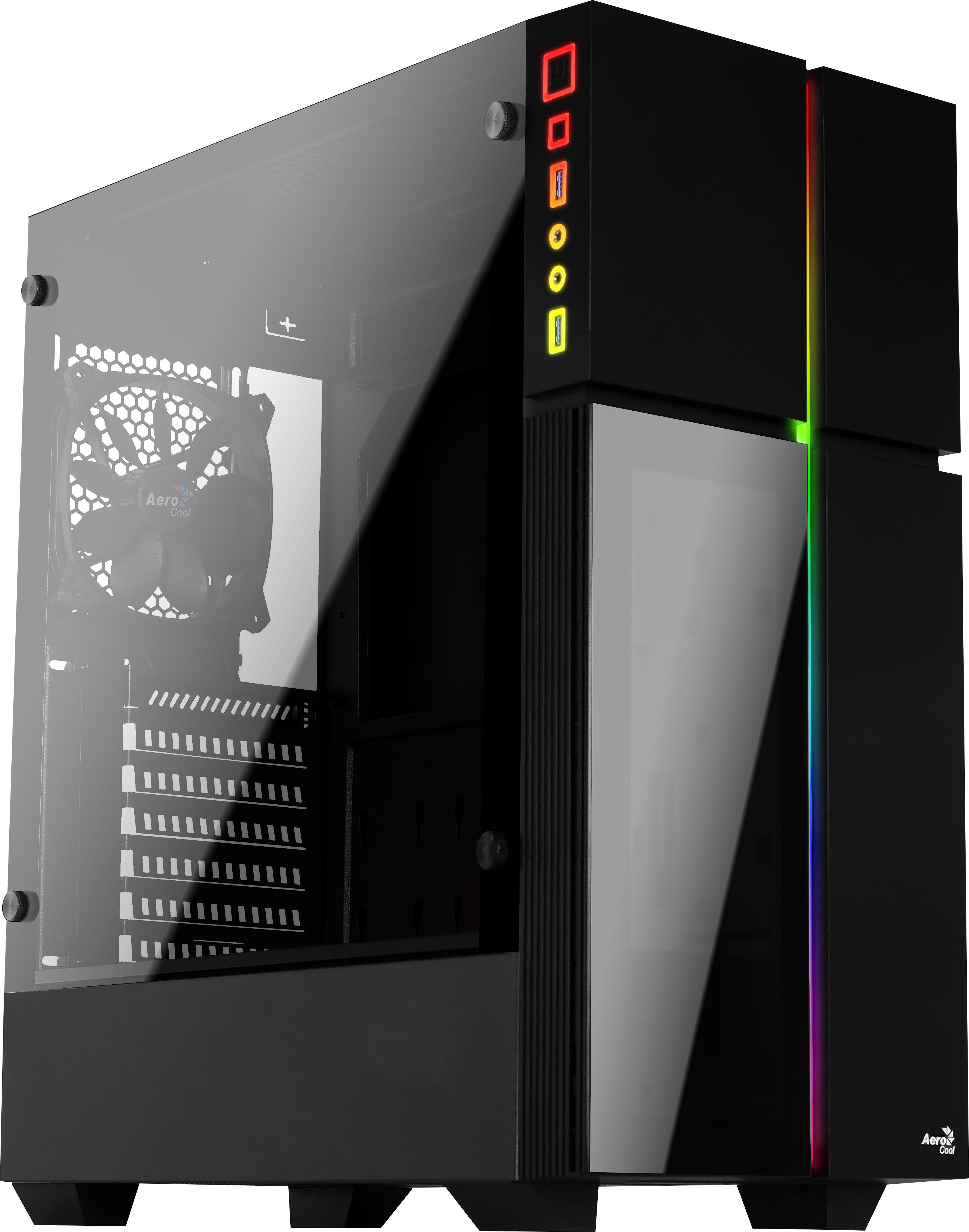 Aerocool PC-Gehäuse AEROCOOL Midi Playa Black RGB MicroATX/ATX/Mini-ITX o.N.