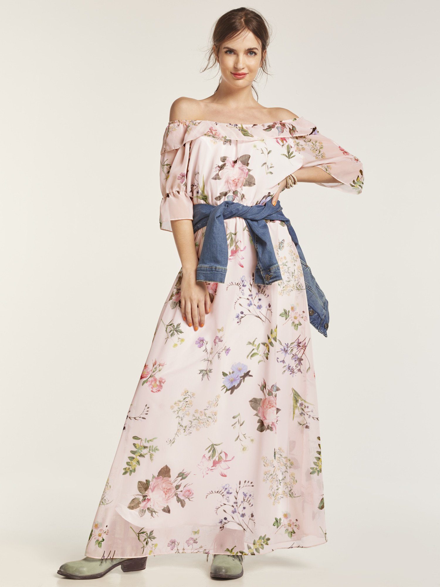 Linea Tesini By Heine Druckkleid Mit Carmenausschnitt Online Kaufen Otto 