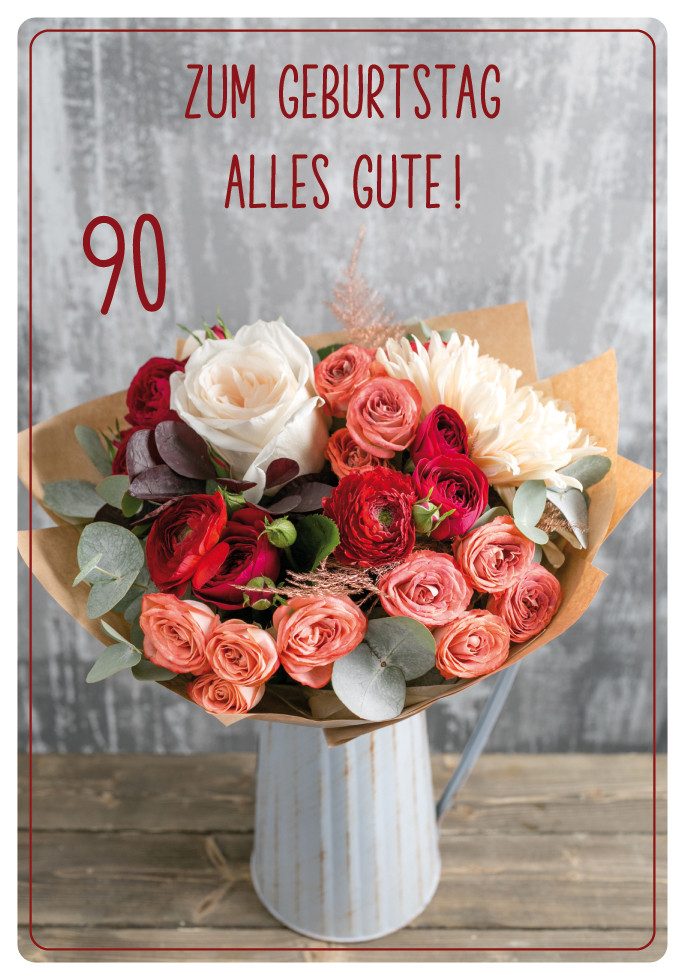 Perleberg Grußkarten 90 Geburtstag unverpackt Glückwunschkarte im Format 116 x 166 cm mit