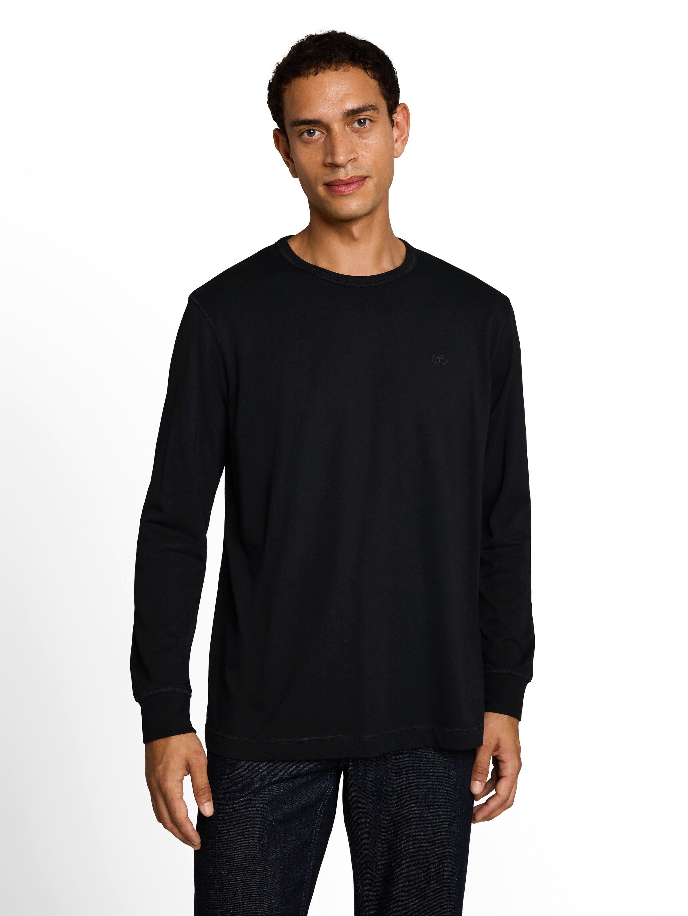 TOM TAILOR Langarmshirt mit Logo Stickerei