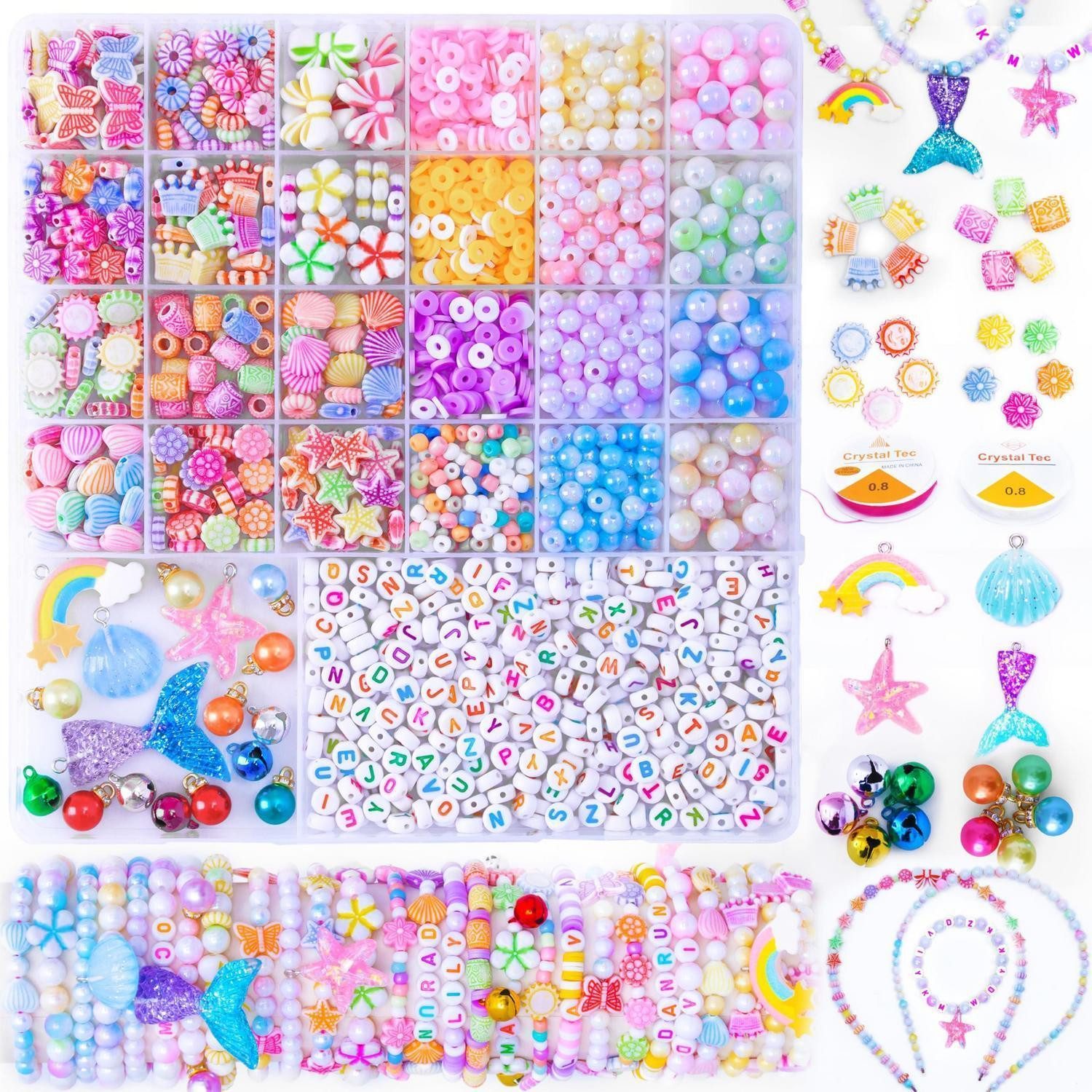 LuxusKollektion Ketten und Armband Set Kinder Perlen Set Schmuck Basteln Armbänder