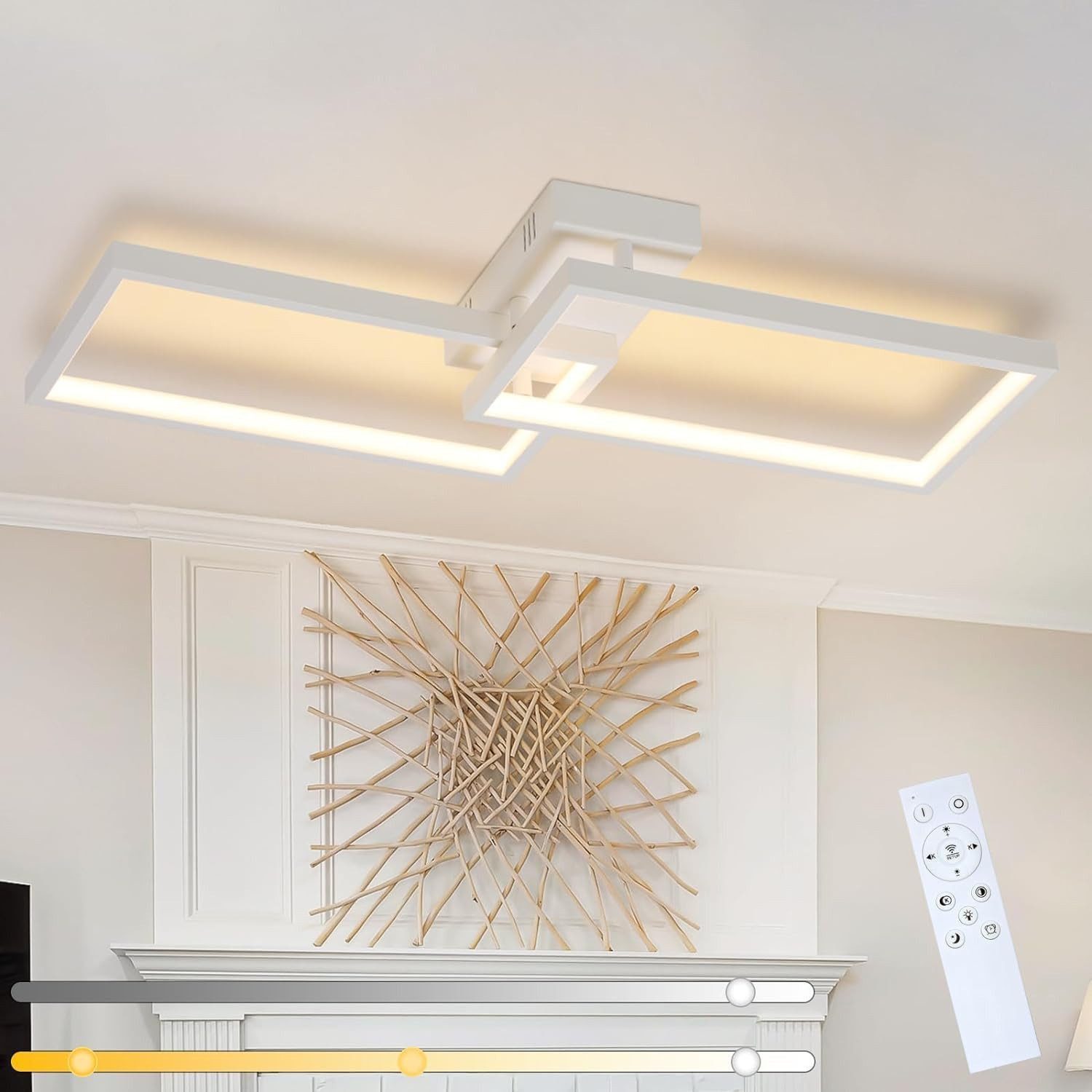 Nettlife LED Deckenleuchte Deckenlampe 80CM Dimmbar mit Fernbedienung 48W, günstig online kaufen