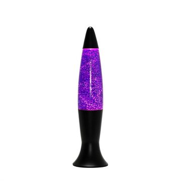 Licht-Erlebnisse Lavalampe ROXY, Tischlampe Schwarz Violett Glitzereffekt 40 cm Stimmungslicht