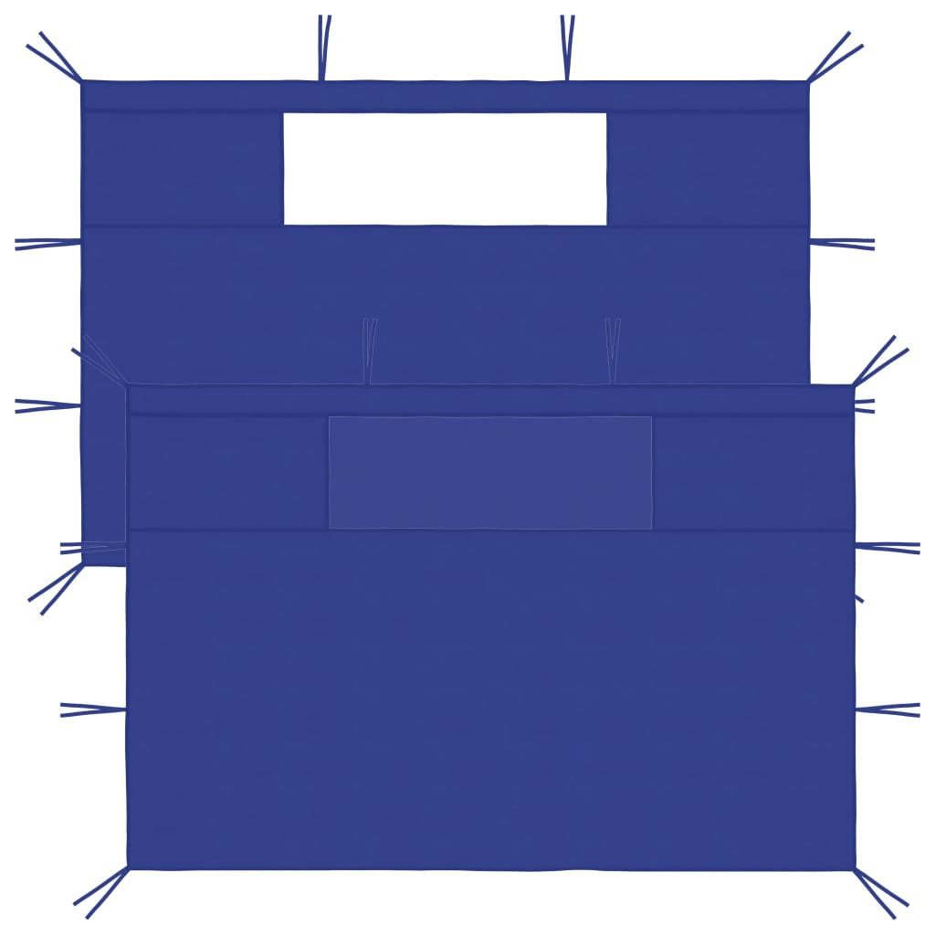 vidaXL Pavillonseitenteil Pavillon-Seitenwände mit Fenstern 2 Stk. Blau