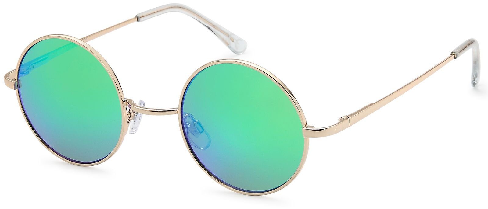 styleBREAKER Sonnenbrille (1-St) Verspiegelt Gestell Gold / Glas Grün-Blau verspiegelt