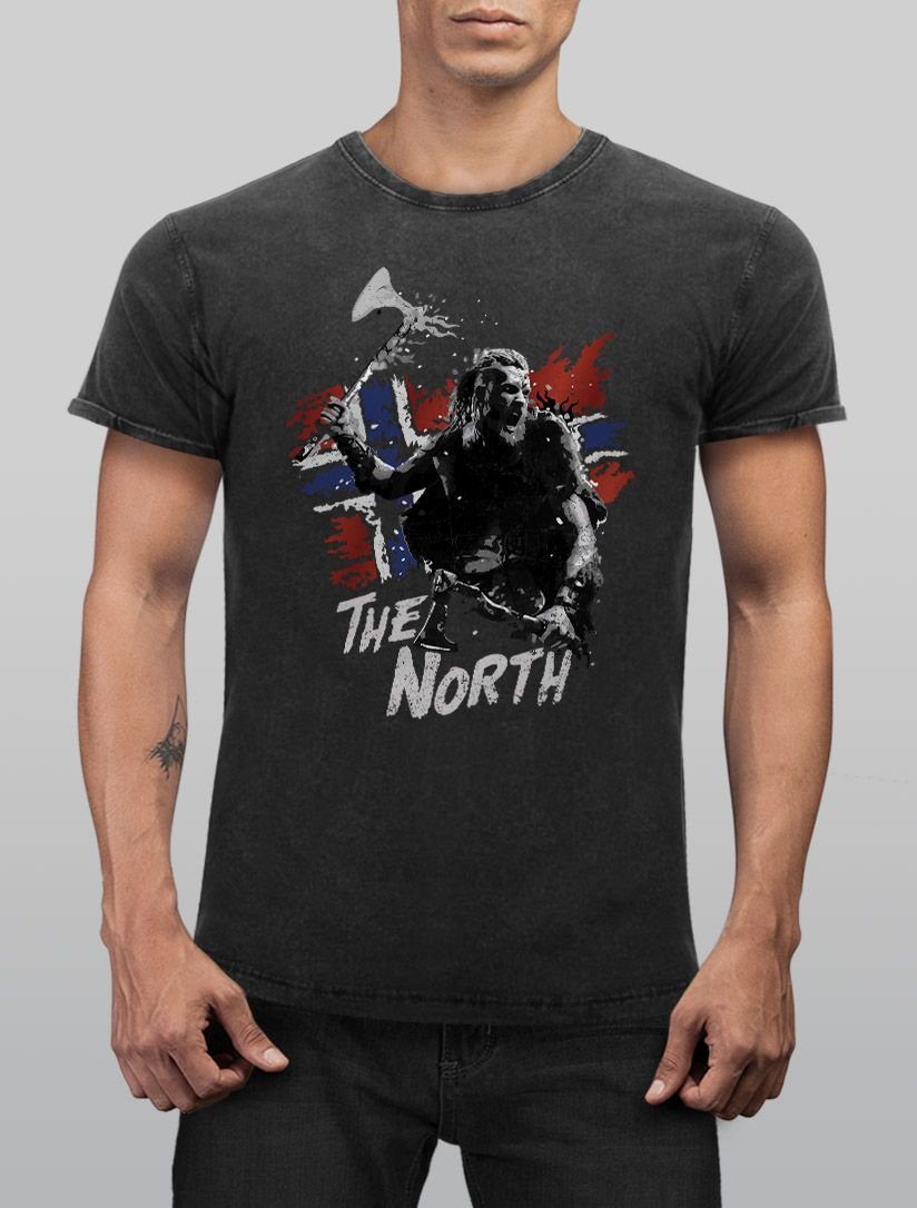 Print mit Norwegen Print-Shirt Shirt North Herren Berserker Odin The T-Shirt Aufdruck Neverless® Neverless Printshirt Wikinger Valhalla Ragnar Vintage
