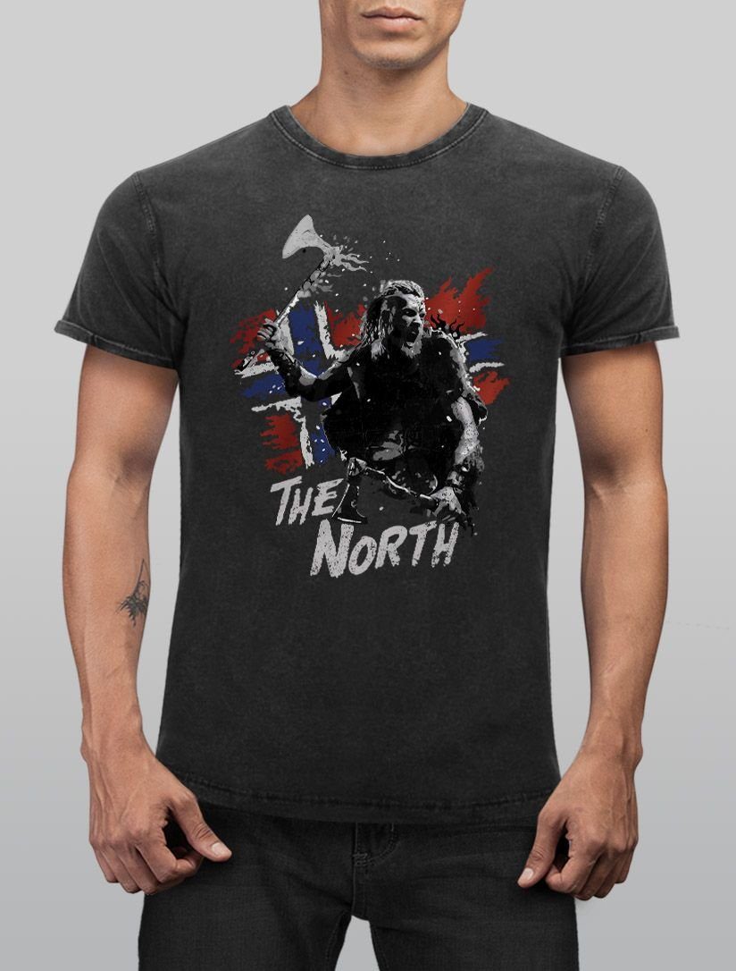Neverless Print-Shirt Herren Vintage Shirt The North Wikinger Berserker Norwegen Valhalla mit Print