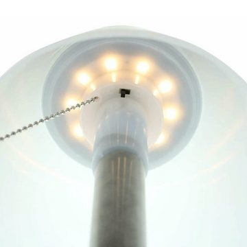 Home-trends24.de LED Solarleuchte Tischlampe Stehlampe weiß silber 20 cm dimmbar Nachtlicht, LED fest integriert