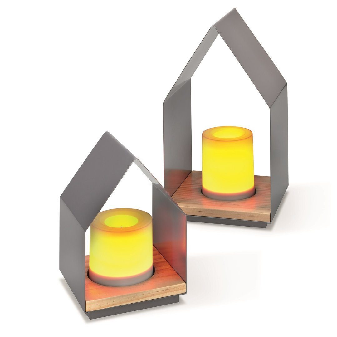 technik@all LED Gartenleuchte Batterie Dekoleuchten Haus LENI 2er Set Timer günstig online kaufen