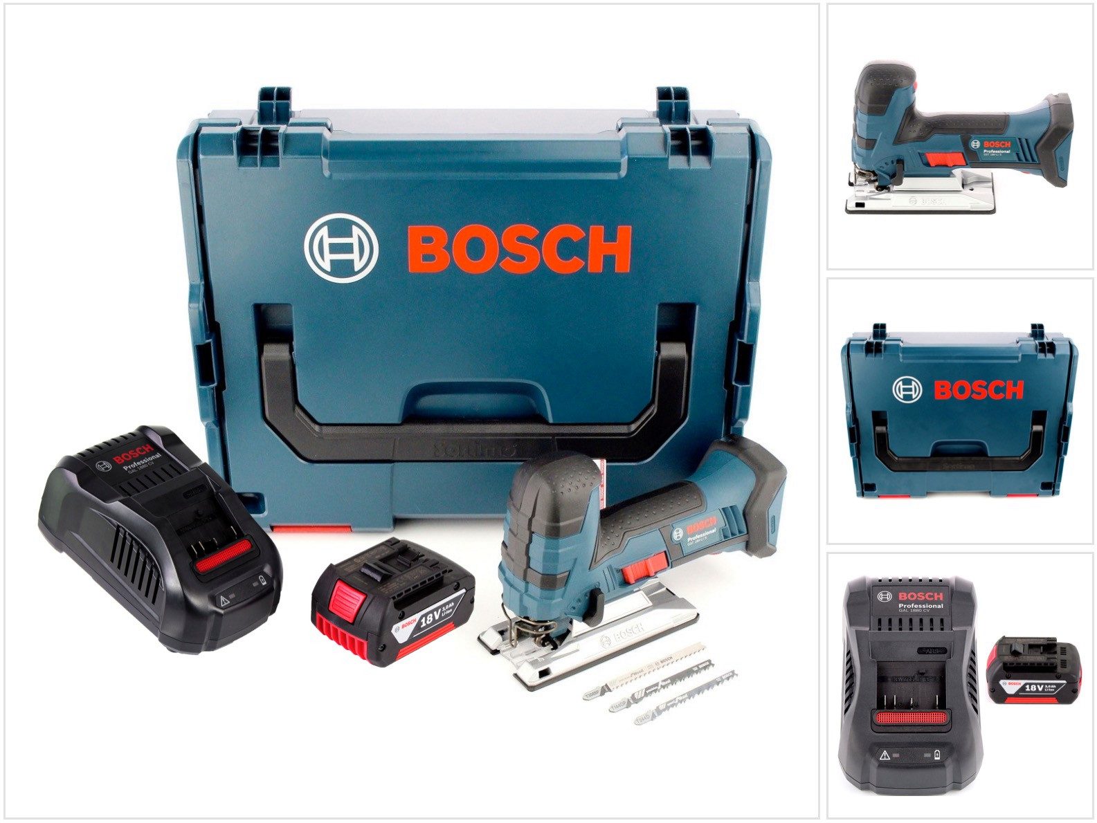 Bosch Professional Stichsäge GST 18 V-LI S Akku Stichsäge 18V + 1x Akku 3,0Ah + Ladegerät + L-Boxx