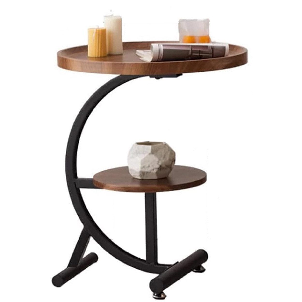 OYLCDI Beistelltisch C-Form Tische,Ø50cm,Sofatisch mit 2 Ebenen mobiler Kaf günstig online kaufen