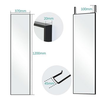 EMKE Standspiegel EMKE Standspiegel 120x37cm Ganzkörperspiegel mit MetallRahmen, Türspiegel mit Haken, Großer Spiegel