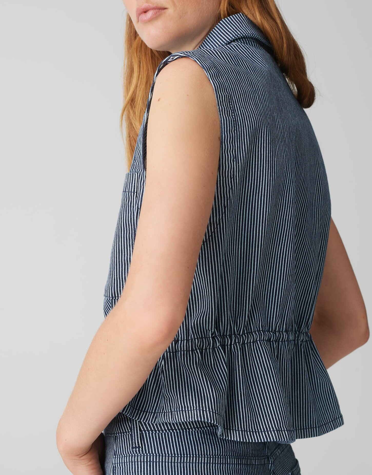 OPUS Anzugweste Gestreifte Weste WALEA Regular aus softem Denim