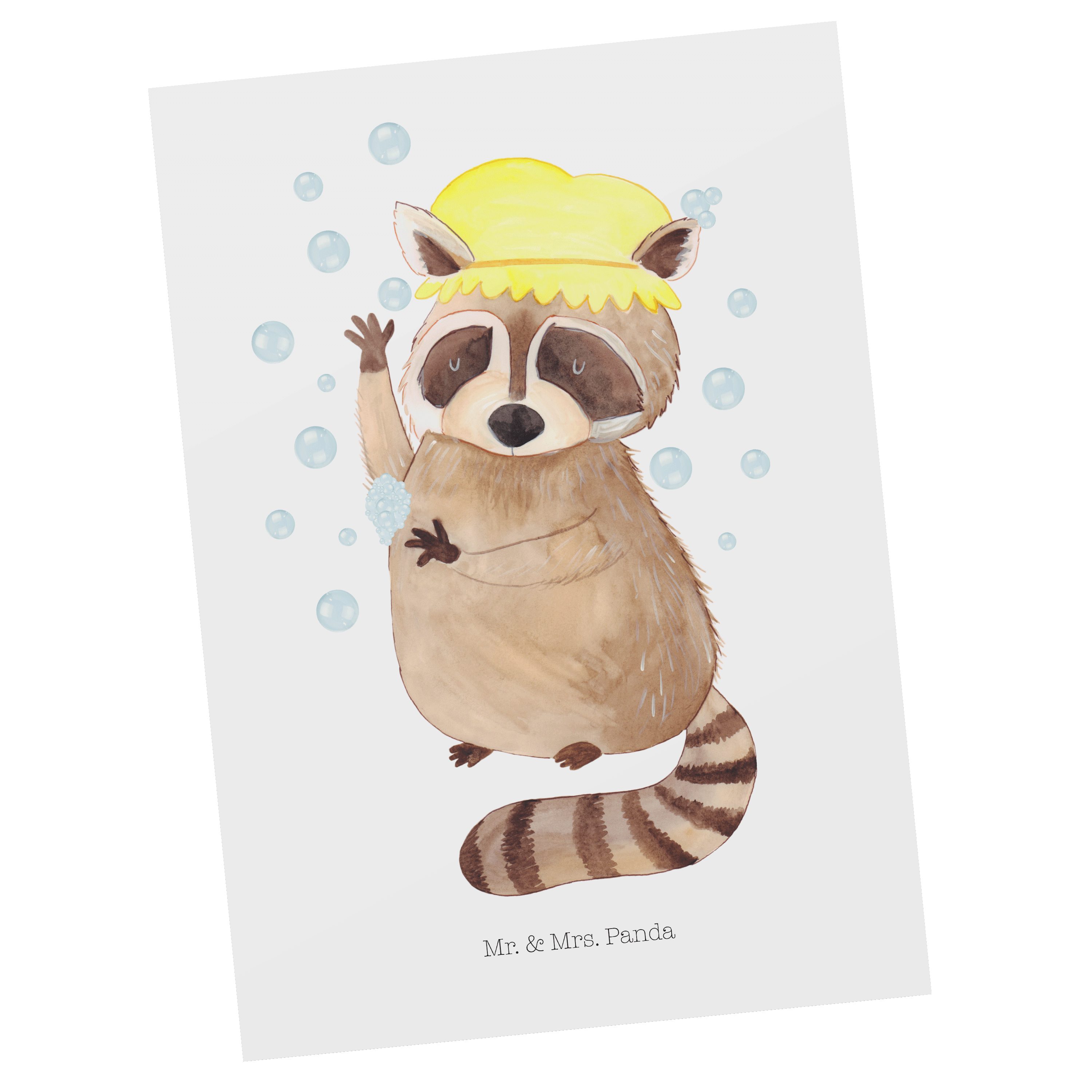 Mr. & Mrs. Panda Postkarte »Waschbär Weiß Geschenk, lustige Sprüche