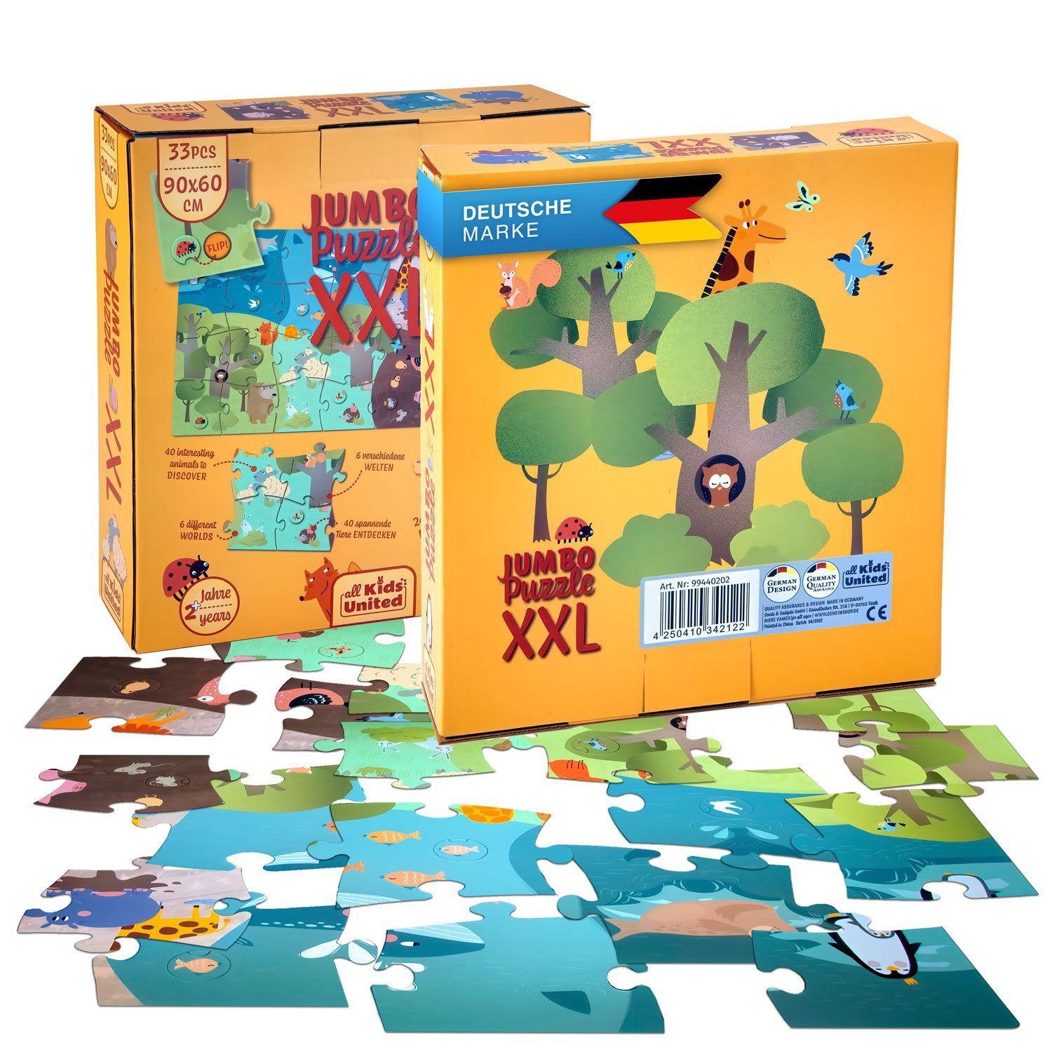all Kids United Пазлы XXL Tiere Kinder-Spielzeug, 33 Пазлыteile, mit Tieren und Landschaft