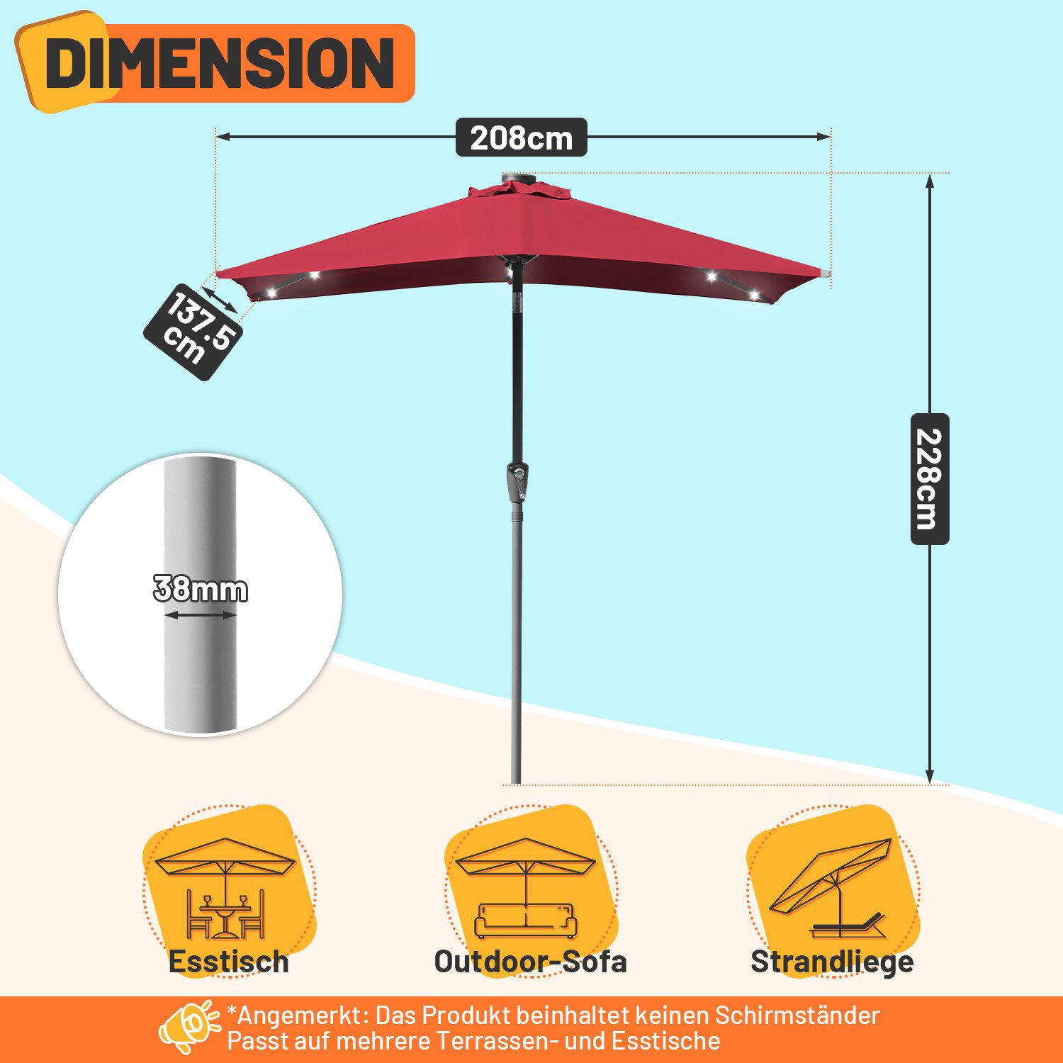 Clanmacy Sonnenschirm Sonnenschirm Rechteckig,Kurbel,Knickbar,neigbar,1.4x2 günstig online kaufen