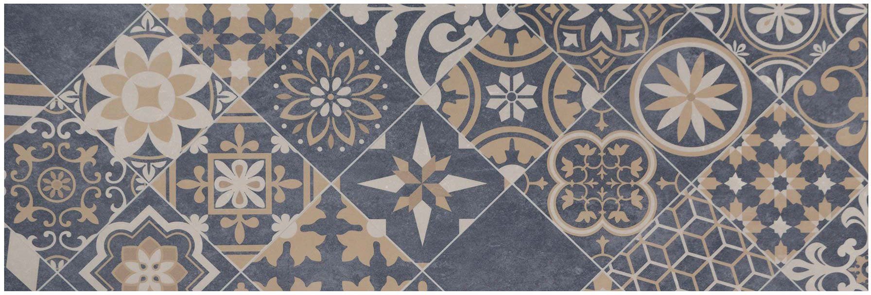 Primaflor-Ideen mm, aus Vinyl-Läufer rechteckig, Ornamente, in Motiv Textil, Küchenläufer Höhe: Vinyl, Küche Fliesenoptik Läufer 2,5 VERSAILLE, abwischbar,