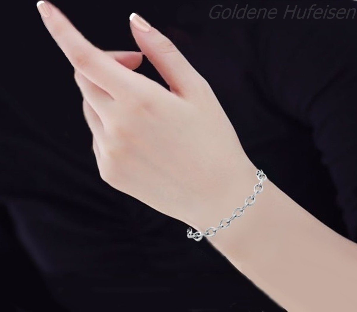 Goldene Hufeisen Bettelarmband Stabiles Kinder, Mädchen Unendlichkeit Armband Charm aus 925 Silber (1 Stück) – Bild 3 von 5