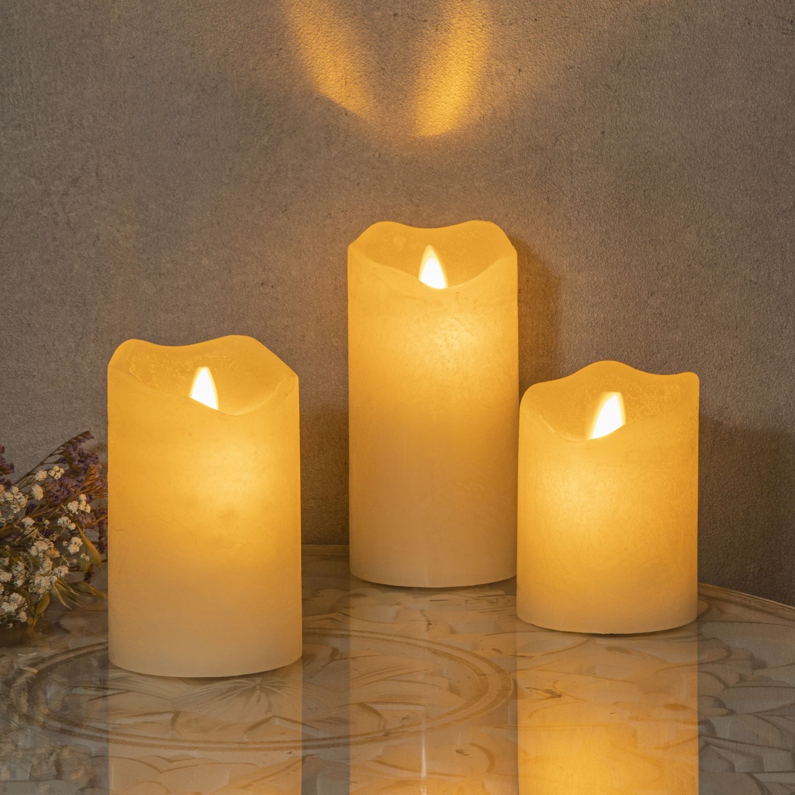 Gravidus LED-Kerze 3er Set Flammenlose LED Kerzen ohne echte Flamme mit Timerfunktion